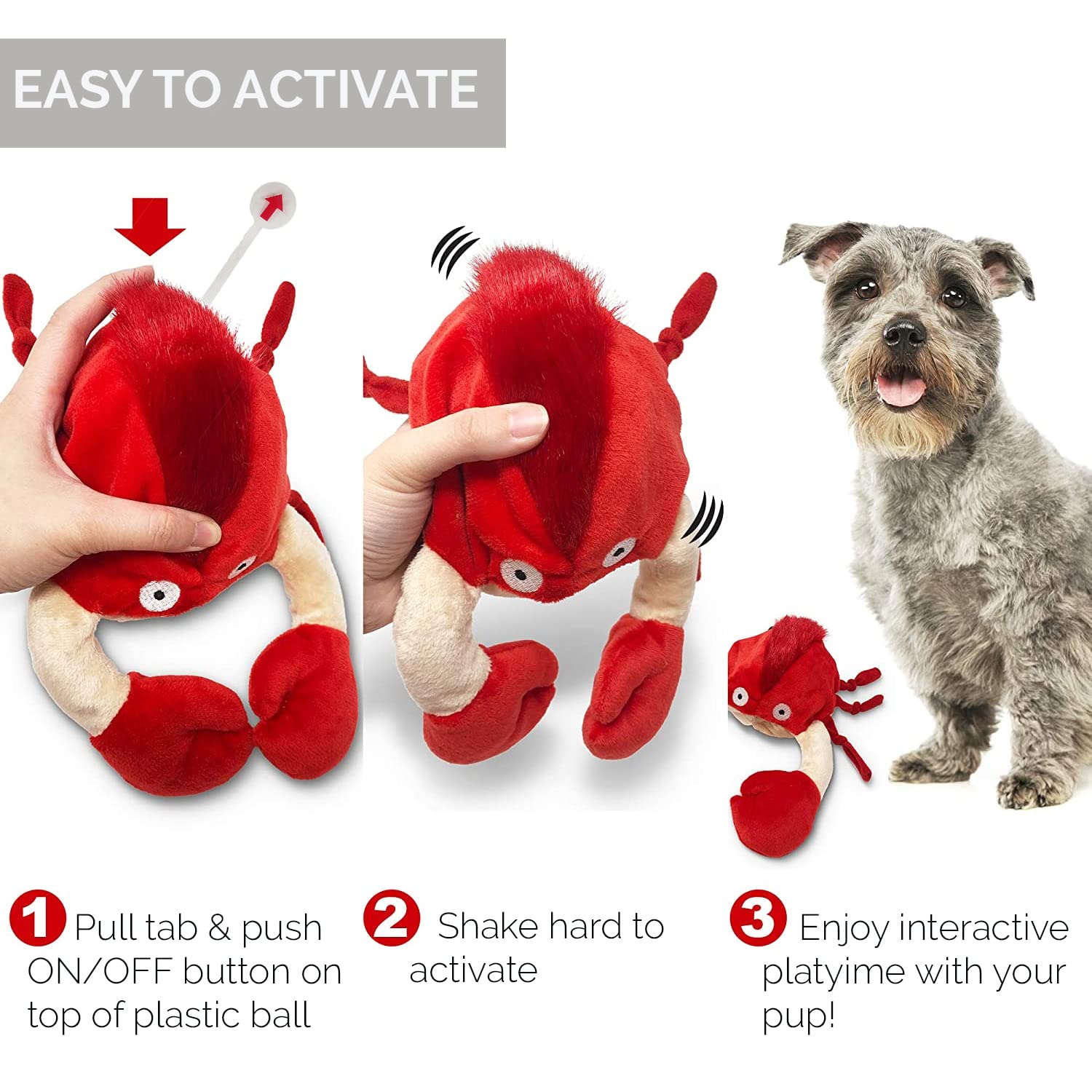 Hyper Pet Doggie Pal Crab Interactive Dog Toys (Unique Dog Toy That Wiggles, Vibrates And Barks   Plush Dog Toys For Boredom And