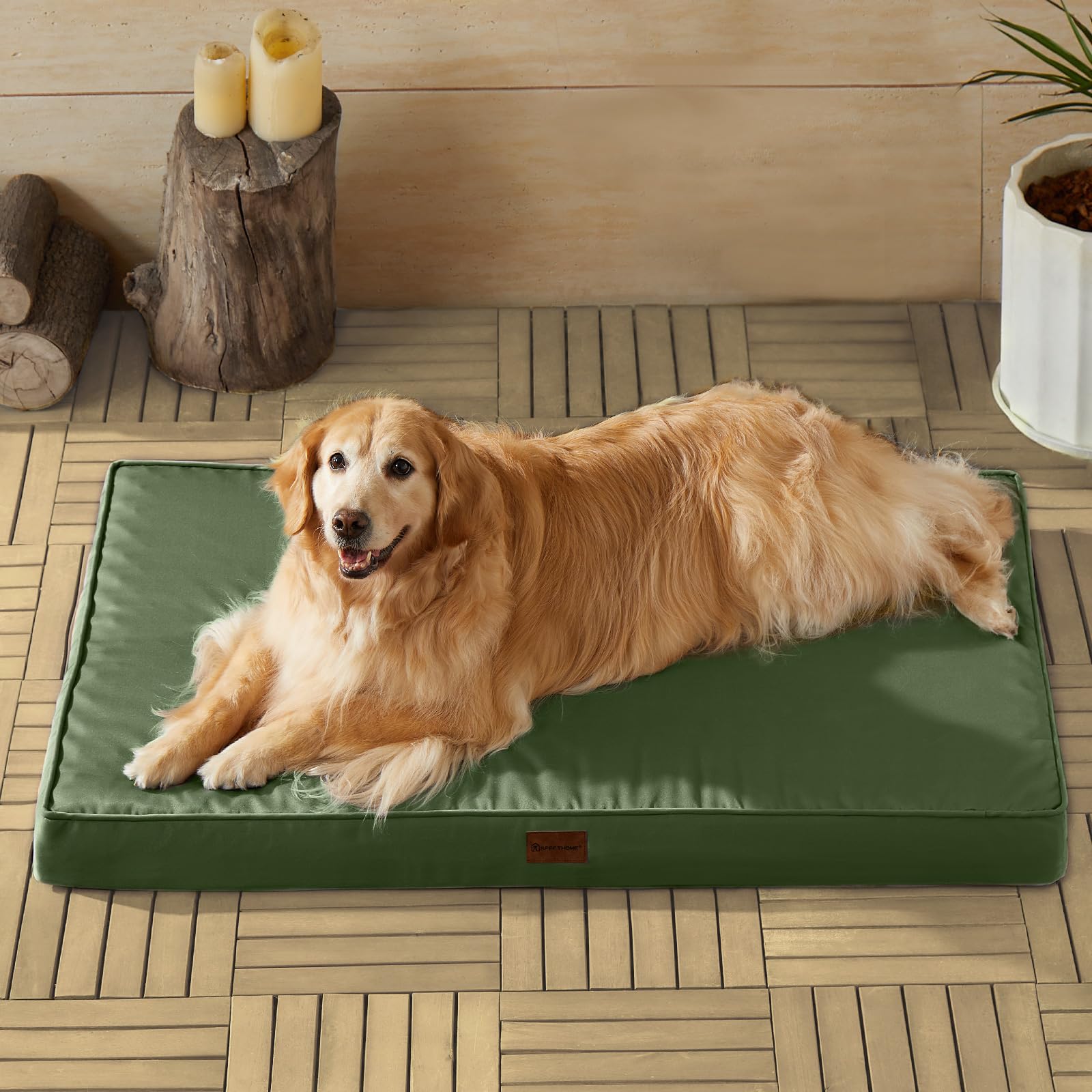 Bfpethome Outdoor Dog Bed For Large Dogs, Waterproof, Orthopedic With Removable Washable Cover, Egg Crate Foam Mat (42 X 30In, G