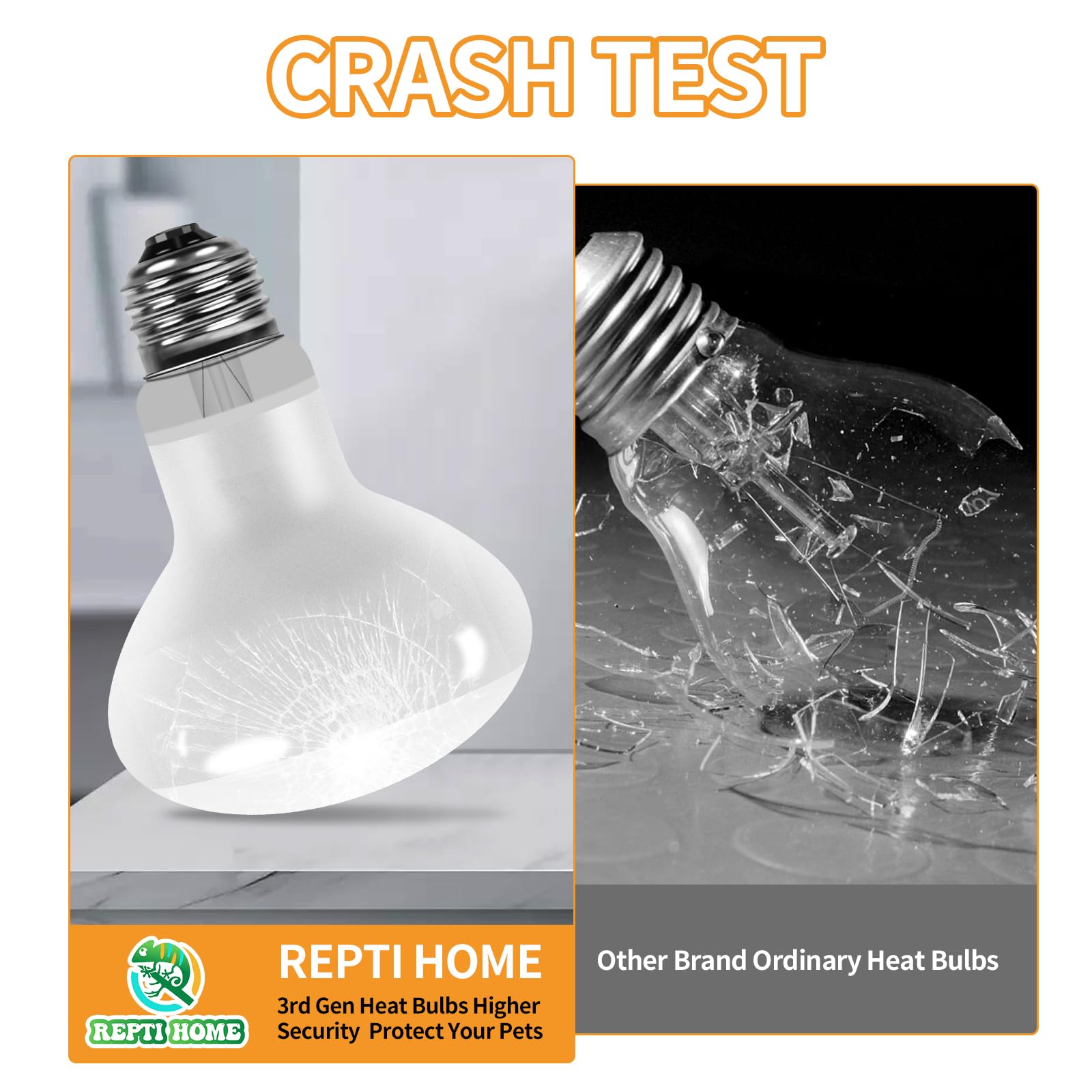 Repti Home Reptile Heat Lamp Bulbs (New Upgraded, Safer, 50W 2 Pack), Reptiles & Amphibians Uva Basking Spot Lamp Bulb, Reptile Daylight Heat Bulb For Bearded Dragon, Lizard, Turtle