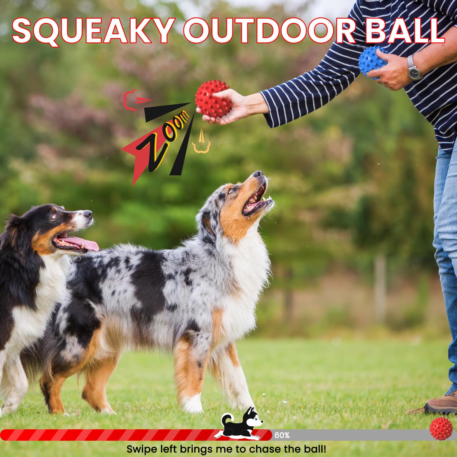 Apasiri ???????????????? ?????????????? Squeaky Toys For Large Dogs, Aggressive Chewers, Tough Spiky Ball Durable Floatable Rubb