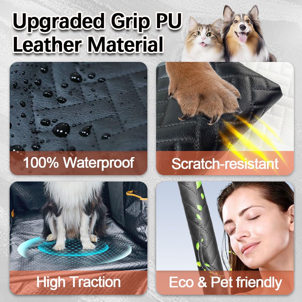 Rincus Anti Slip Pu Leather Rigid Dog Car Seat Cover With Baby Car Seat,Structured Back Seat Extender For Dogs Hard Bottom Holds