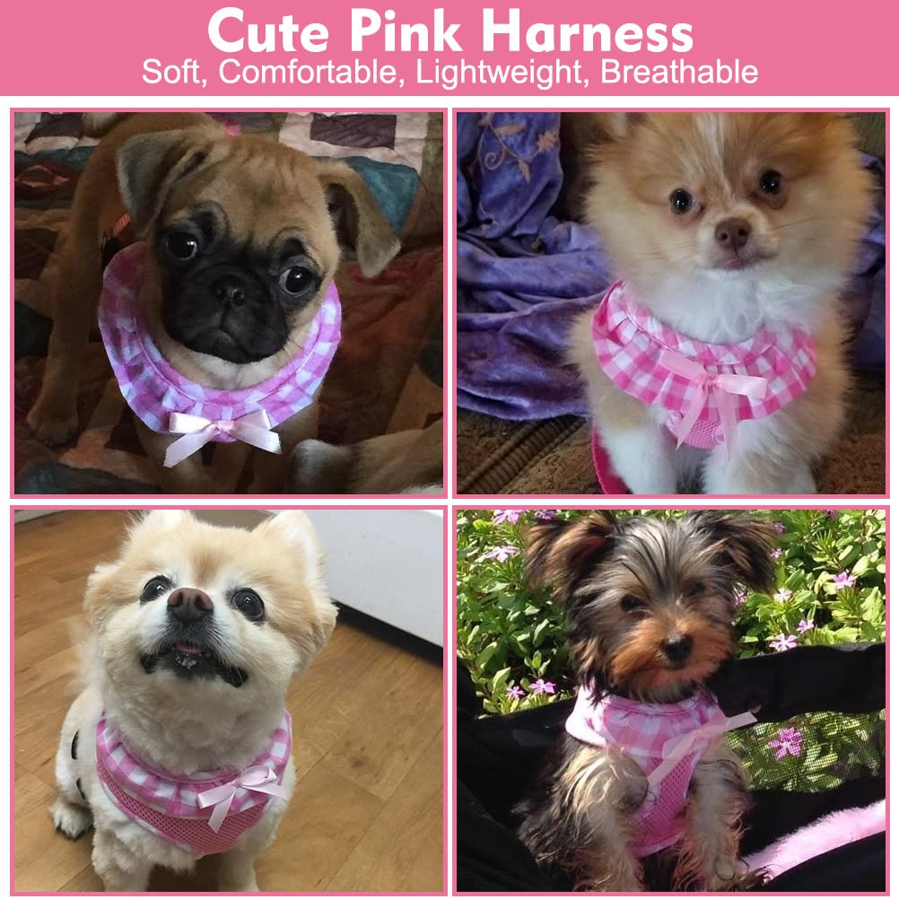 Expawlorer Small Dog Harness Girl - Cute Dog Harness For Female Dogs, Soft Mesh Breathable Vest Harness With Lovely Ribbon For Puppies, Easy Adjustable Step-In Female Dog Harness For Outdoor Walking