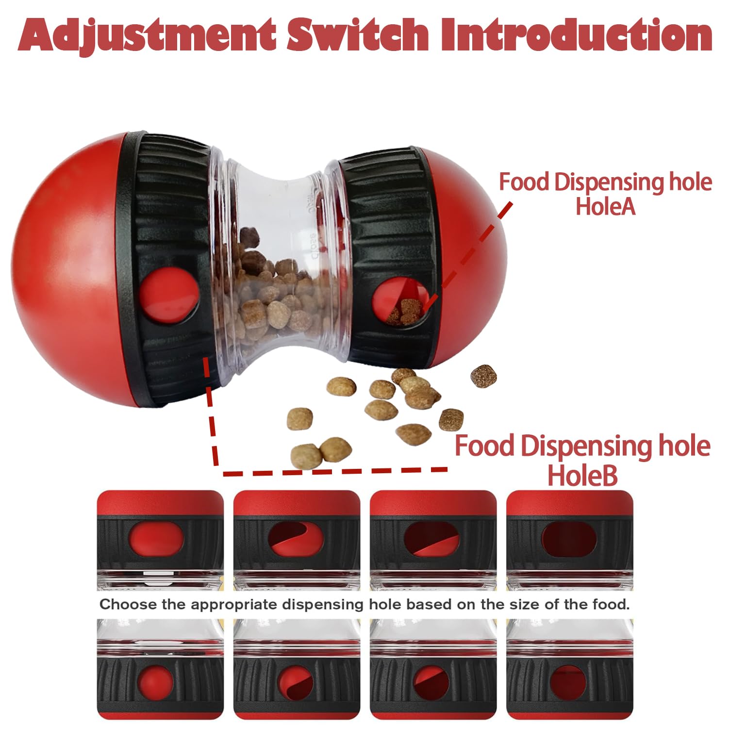 Tmeng Dog Food Puzzle Toys, Adjustable Dog Treat Dispensing Dog Toys, Interactive Chase Slow Feeder for Boredom and Stimulating,