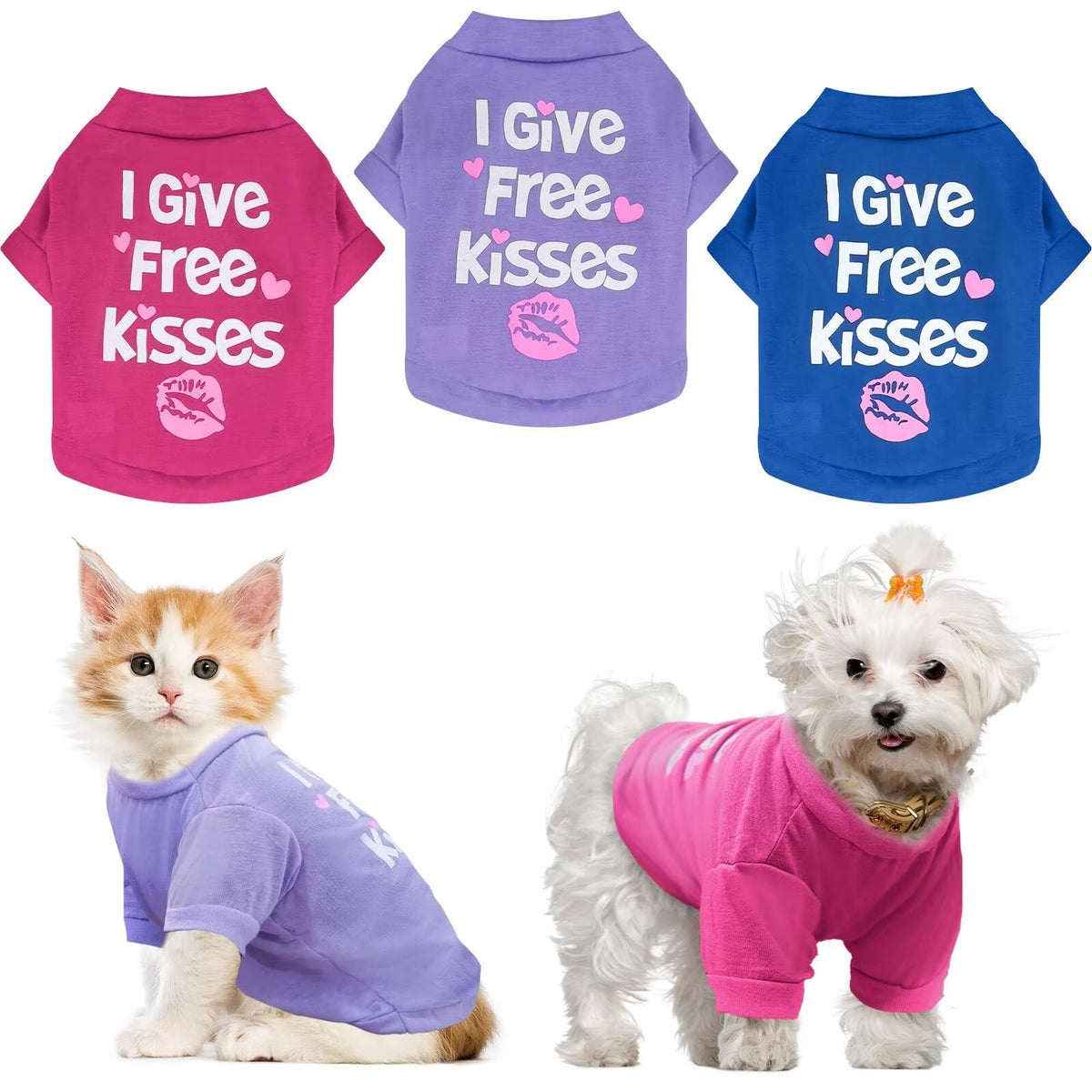 Petcare 3 Pack Small Dog Shirts Girl Puppy Clothes Cat T Shirt Soft Cotton Short Sleeve Tee Shirts For Small Dogs Girls Chihuahu