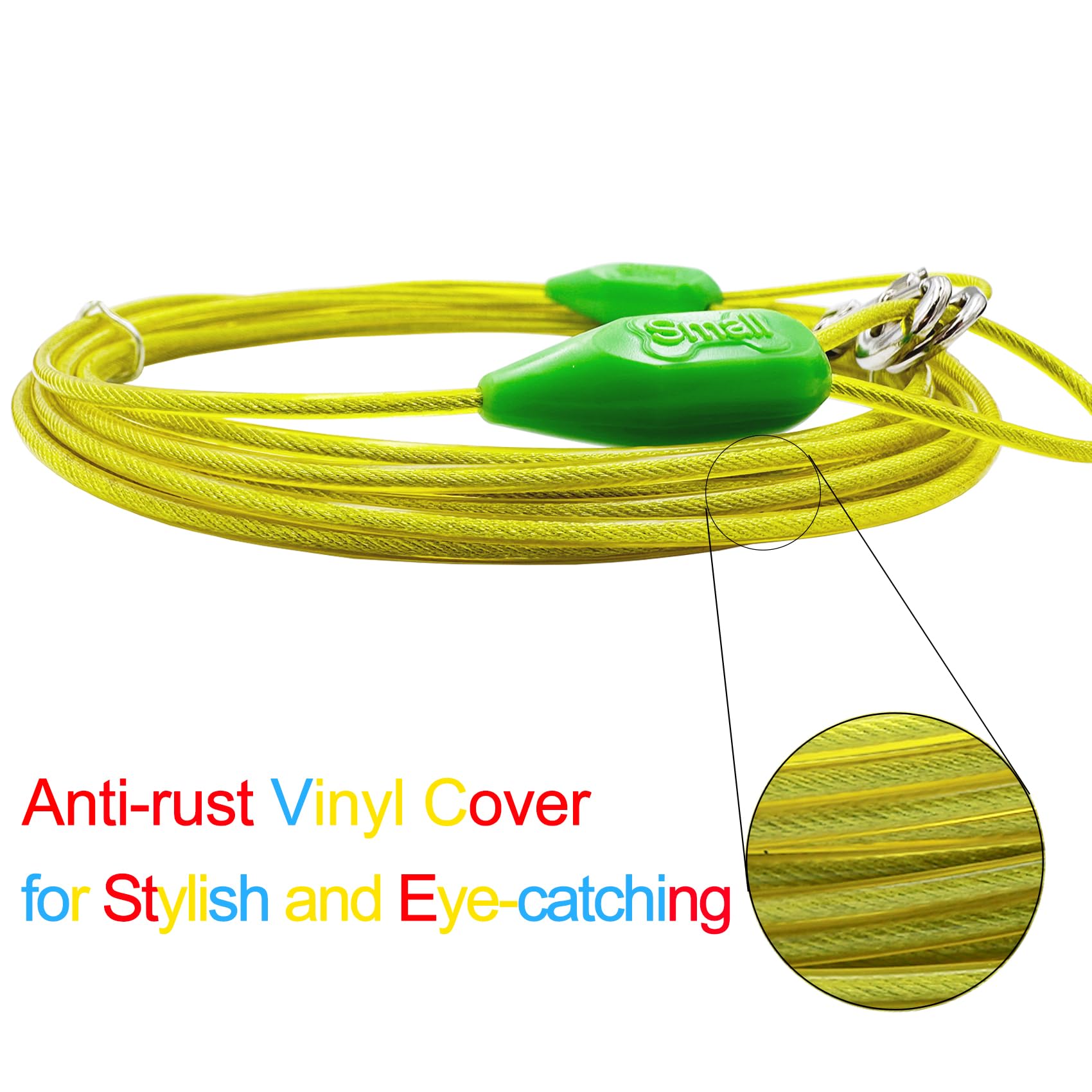 Petest 15Ft Tie-Out Cable With Crimp Cover For Small Dogs Up To 35 Pounds