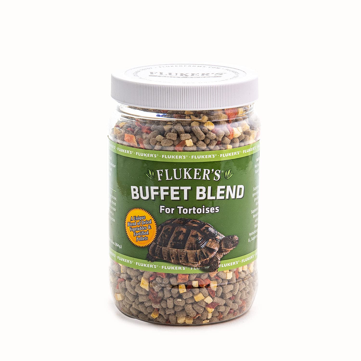 Flukers Buffet Blend Tortoise Food - Ideal for Box Turtle Food, Complete & Balanced Diet with Veggies and Fortified Pellets, Fr