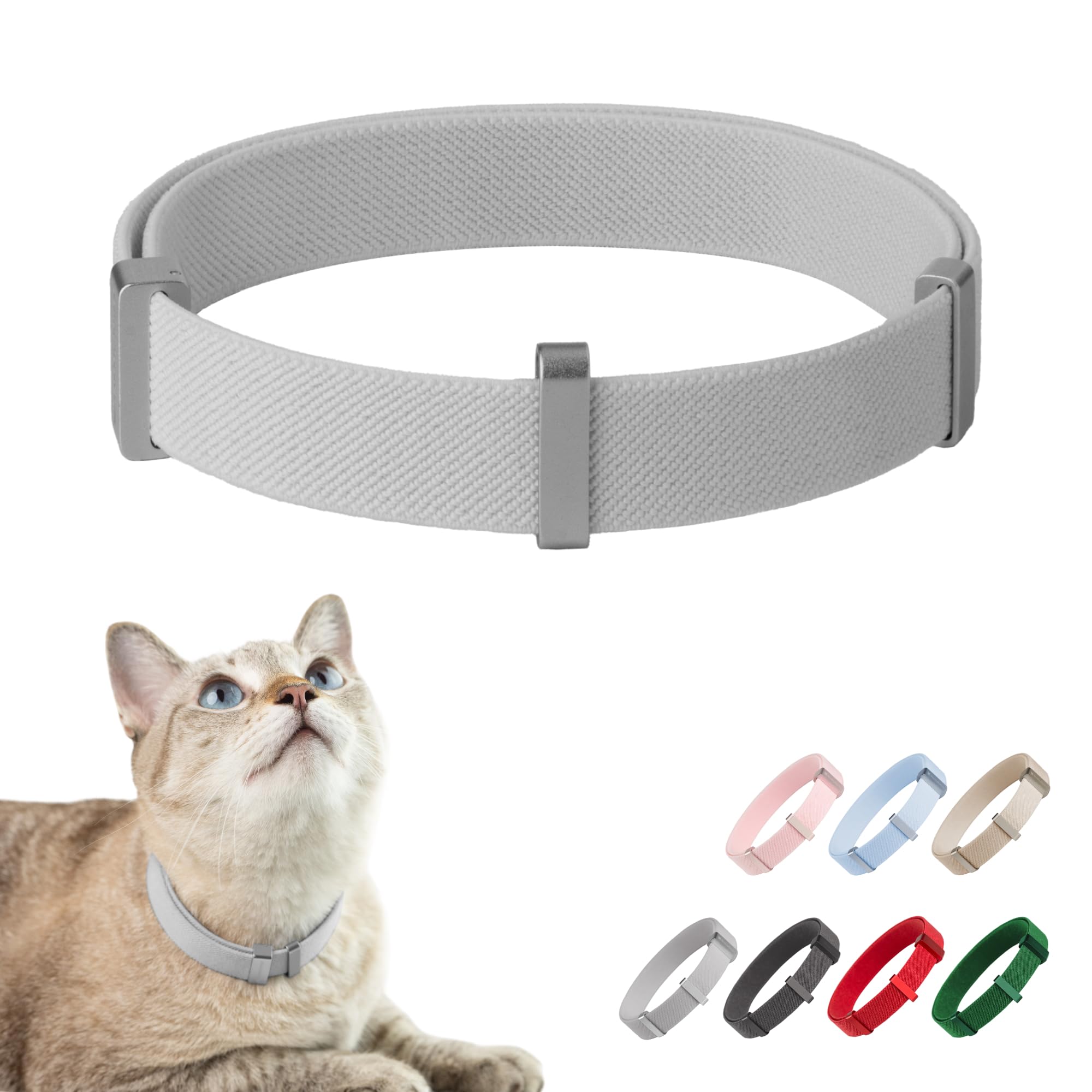 Safety Cat Collar Pro - U.S. Ida Gold Awarding Design, Elastic Quick Release Cat Collar With Buckle Non Breakaway - Lightweight 