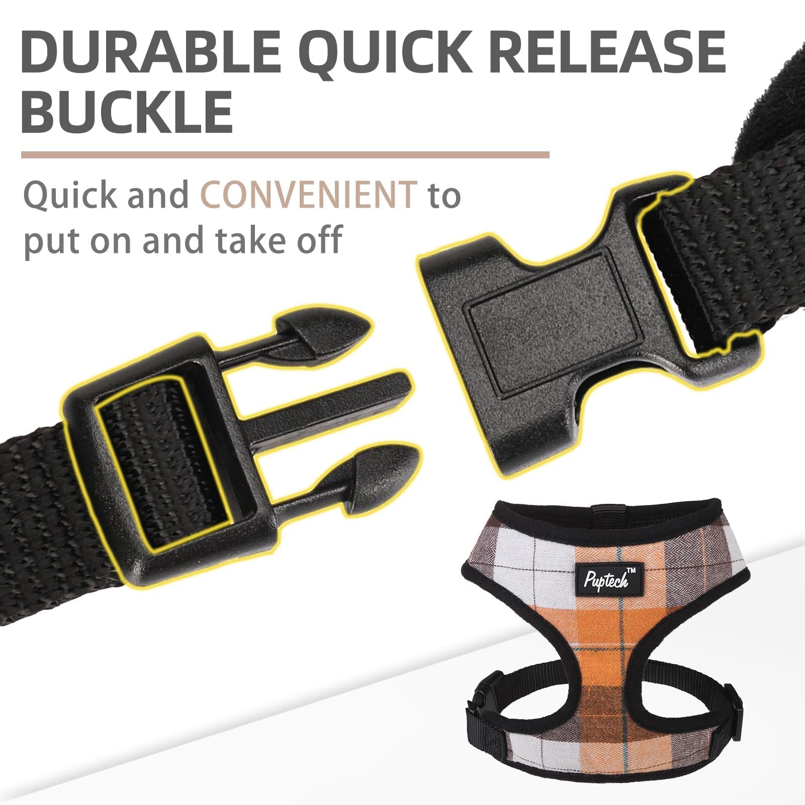 Pupteck Soft Mesh Dog Harness And Leash Set Pet Puppy Cat Comfort Padded Vest No Pull Harnesses, Orange, L