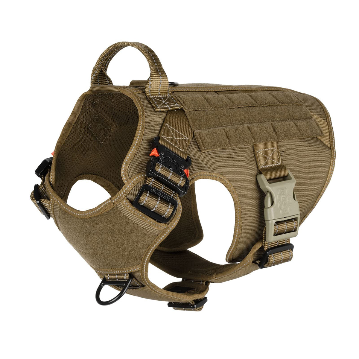 Icefang Tactical Dog Harness,Large Size, 2X Metal Buckle,Working Dog Molle Vest With Handle,No Pulling Front Leash Clip,Hook And Loop Panel