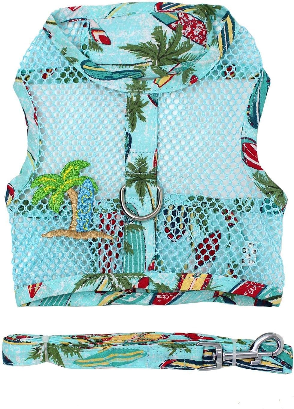 Doggie Design Cool Mesh Dog Harness - Dog Harness, Dog Vest, Pet Harness, Simple Step In And Go Design, Harness For Dog With Leash, Surfboards And Palms, Medium