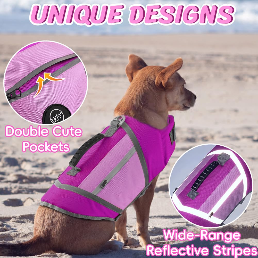 Emust Dog Flotation Vest, High Visibility Life Vests For Dogs With High Buoyancy, Heavy-Duty Dog Life Jackets For Large Dogs Wit
