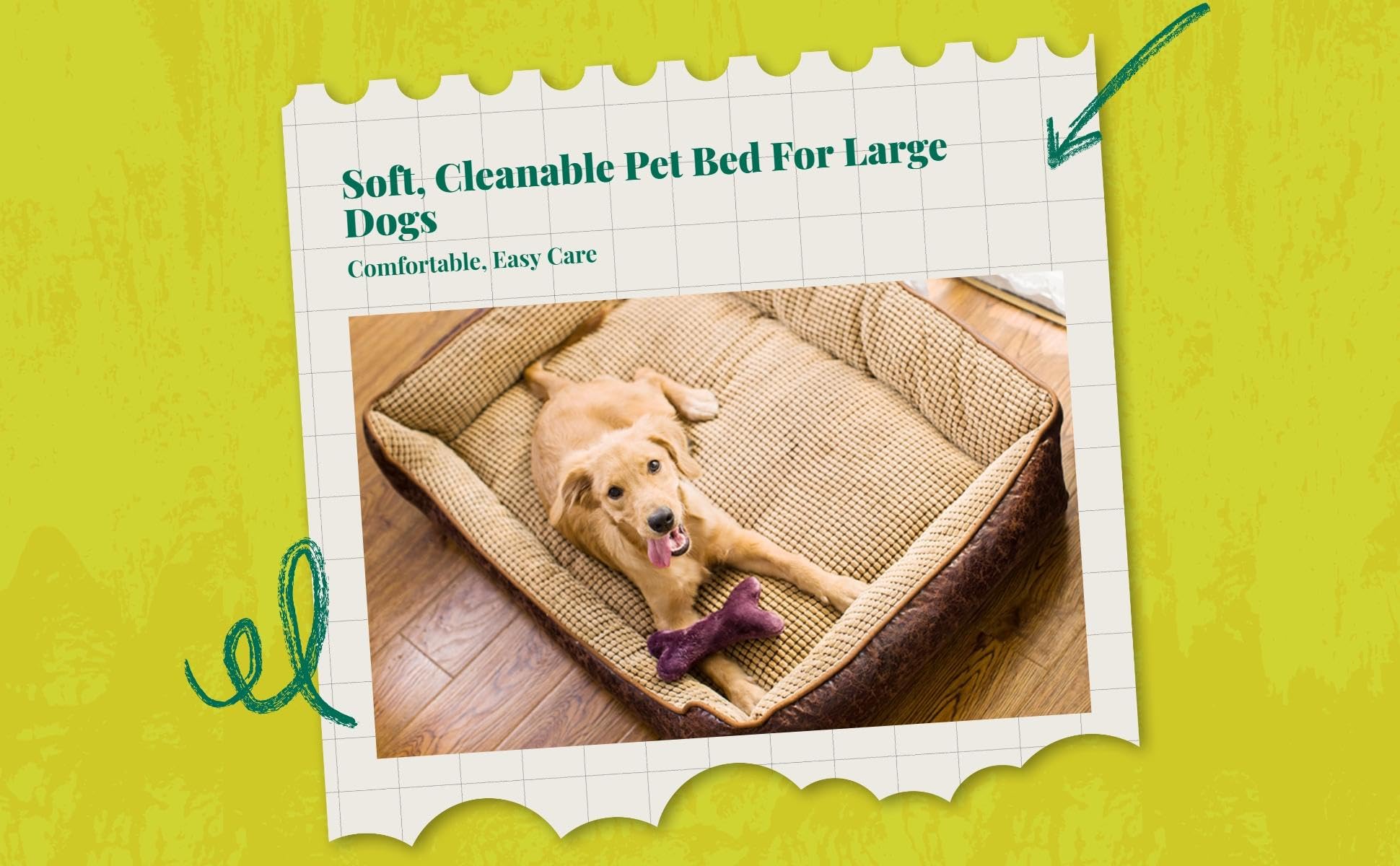 HEAVENGLOW Orthopedic Dog Bed cleanable NonSlip for Large Dogs Removable Cover Comfortable Coffee B 70 * 55cm