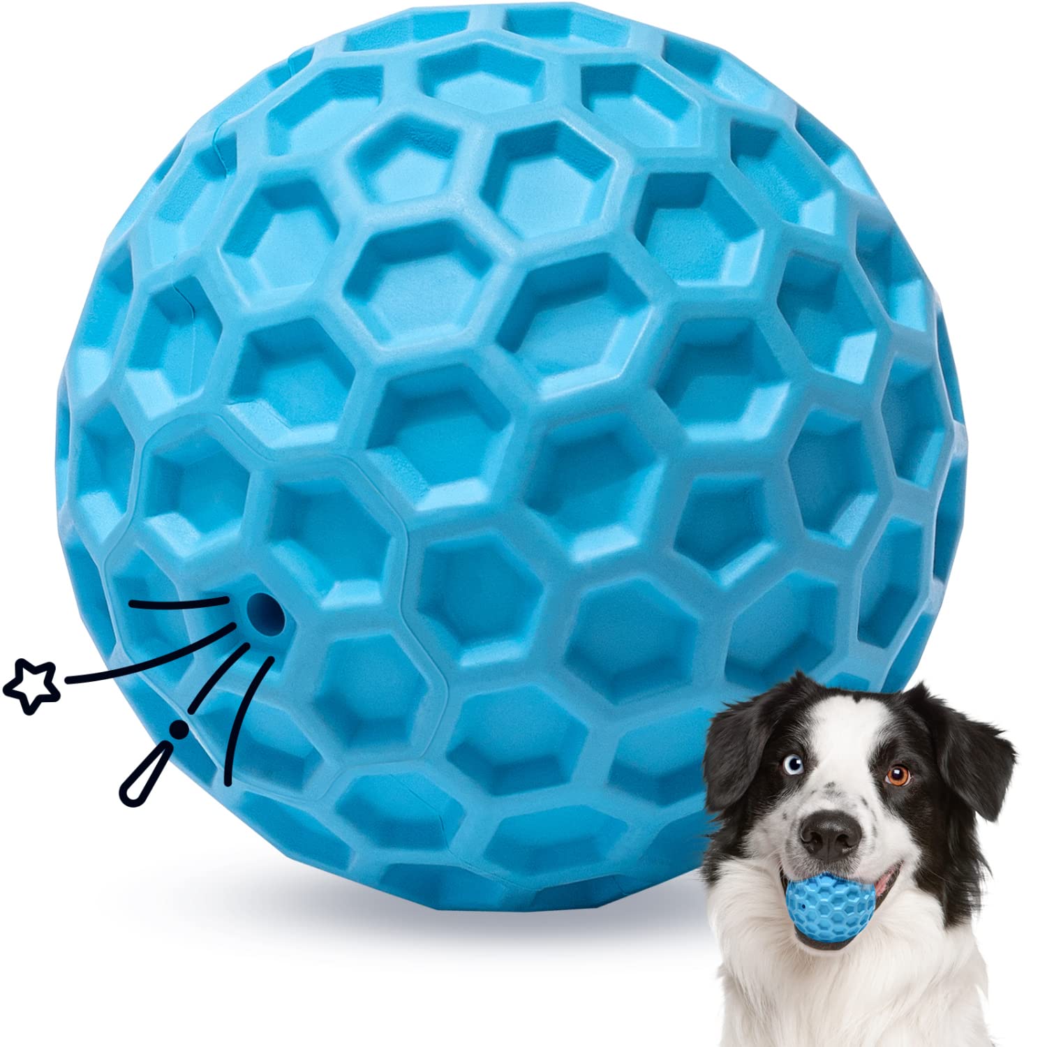 Nobleza Squeaky Dog Ball, Durable Bouncy Floatable Dog Balls For Chewing And Teeth Cleaning, Interactive Natural Rubber Lightweight Dog Toy Ball For Small And Medium Dogs, 3.15 In, Blue