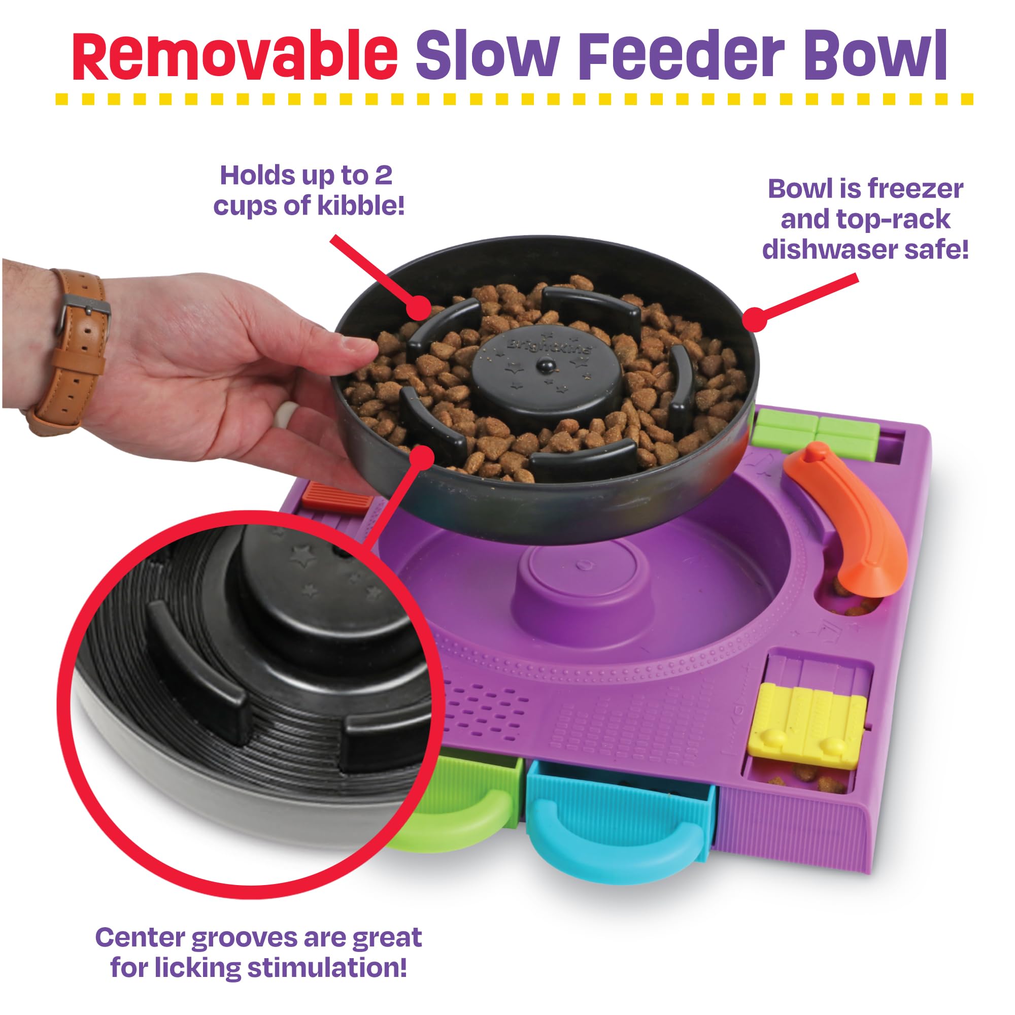 Brightkins Dj Doggo Puzzle Feeder For All Breeds - Dog Puzzle Toys, Interactive Dog Toys, Gifts For Dogs