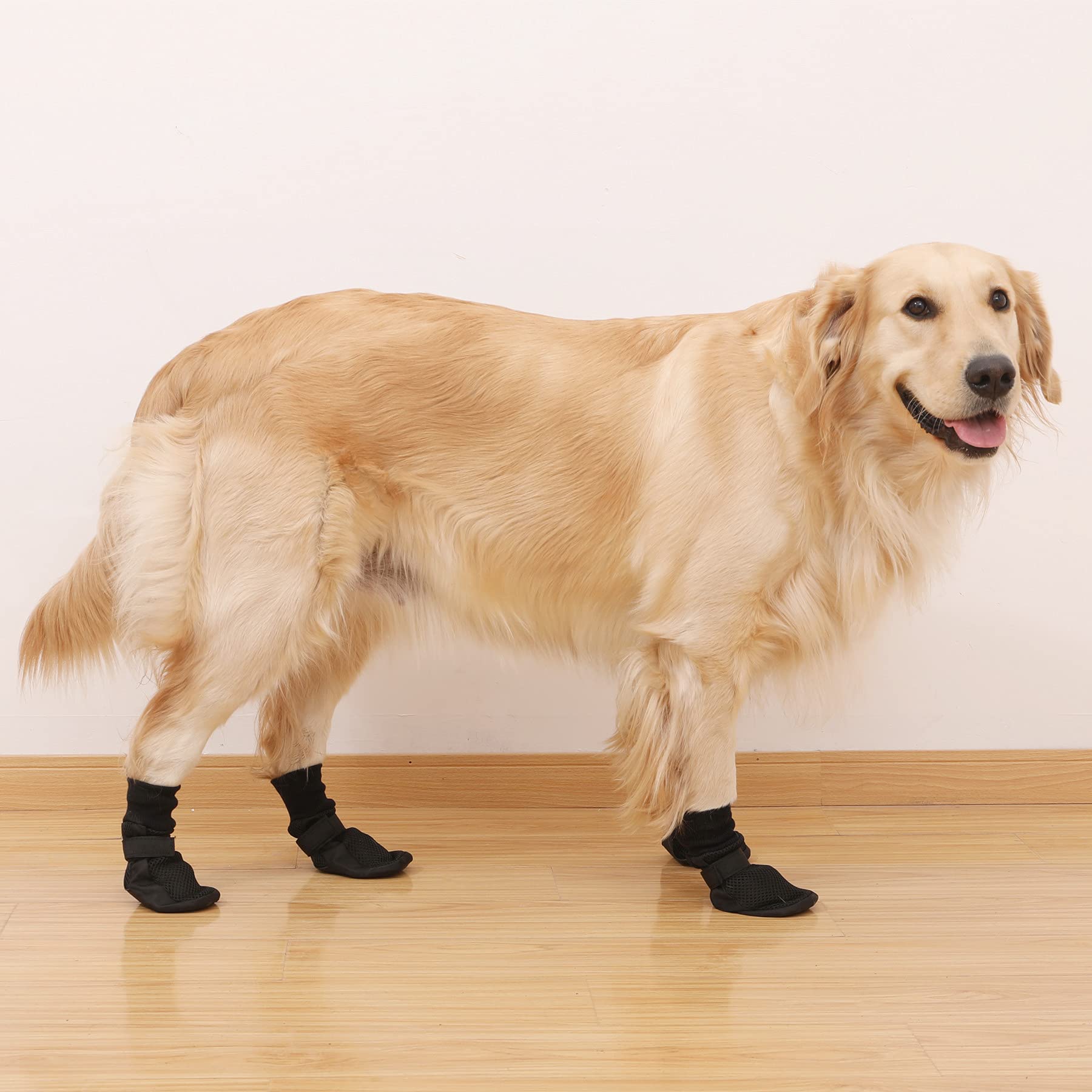 Hiado Dog Shoes Boots With Mesh Nonslip Rubber Soles To Protect Hardwood Floor And Prevent Scratching Licking Xlarge Black Xl