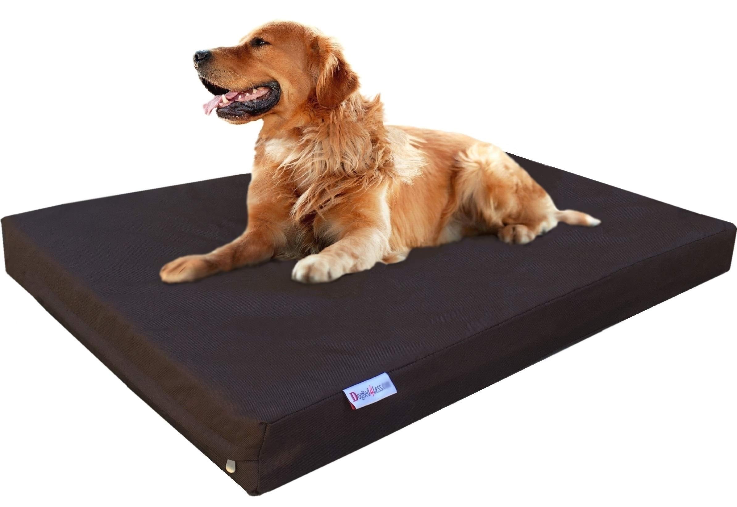 Dogbed4Less Extra Large Orthopedic Gel Infused Memory Foam Dog Bed, Waterproof Liner And 1680 Ballistic Brown External Cover, 40X35X4 Inch
