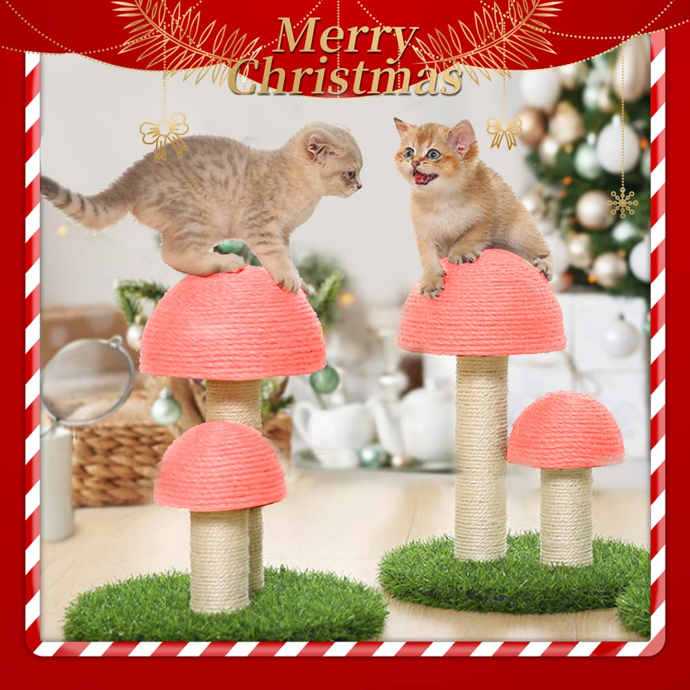 GiftParty Cat Scratching Post - Mushroom Design, Natural Sisal, 15x12 Inch Interactive Toy for Kittens - Pink Color