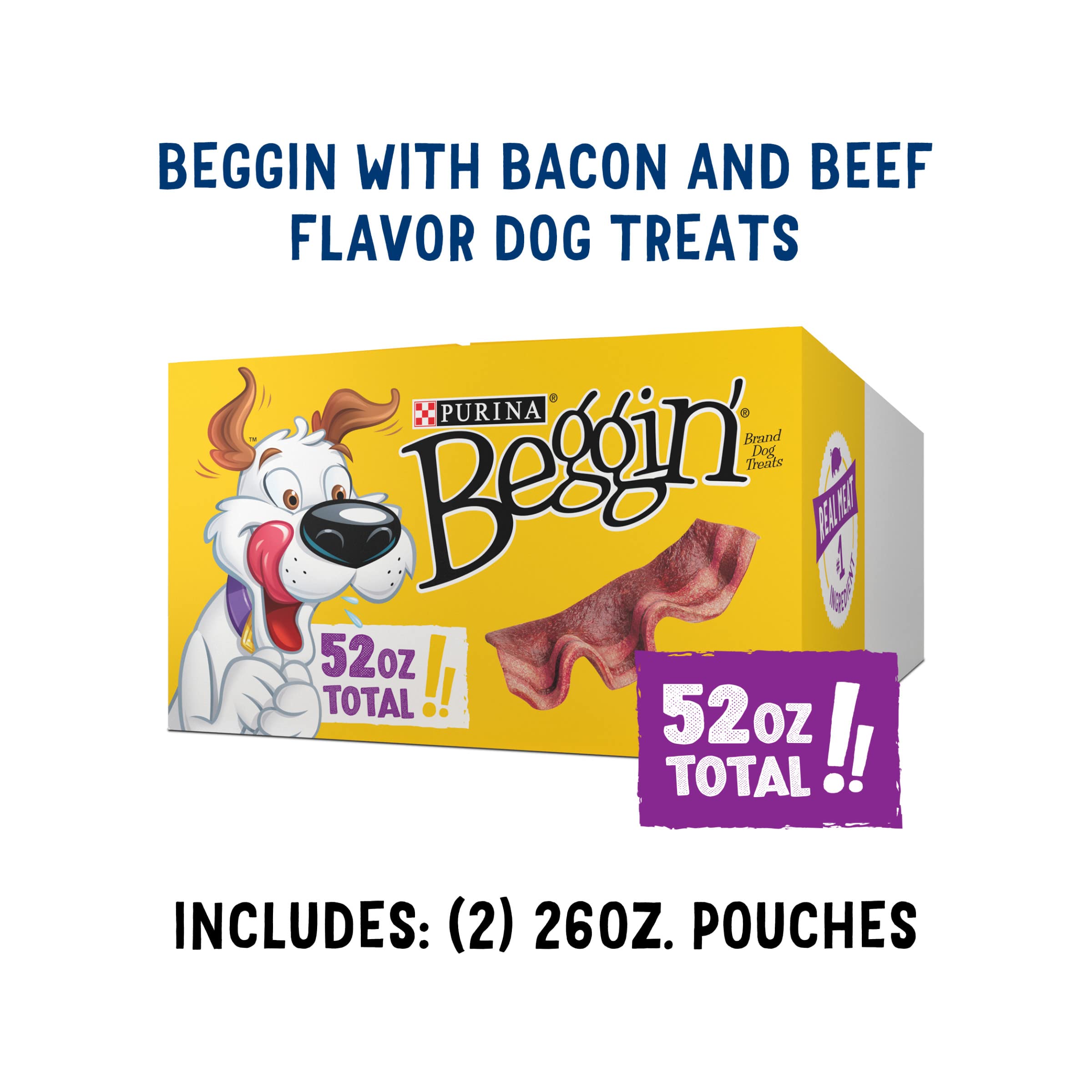 Purina Beggin Strips With Real Meat Dog Treats With Bacon and Beef Flavors - (Pack of 2) 26 oz. Pouches
