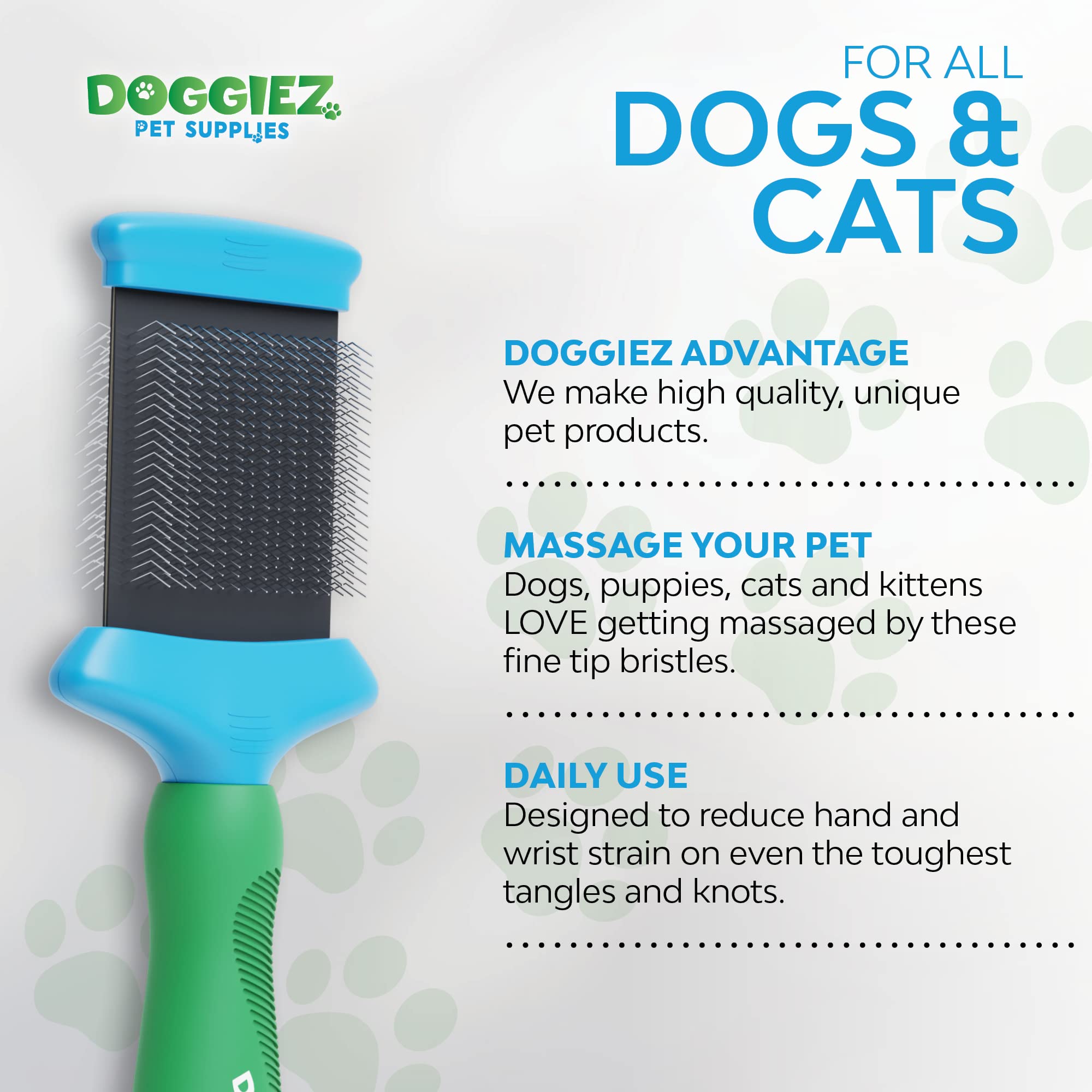 Doggiez Pet Supplies - Deshedding Brush For Dogs, Cats & Puppies - Flexible Grooming Comb For Long & Short Hair Breeds