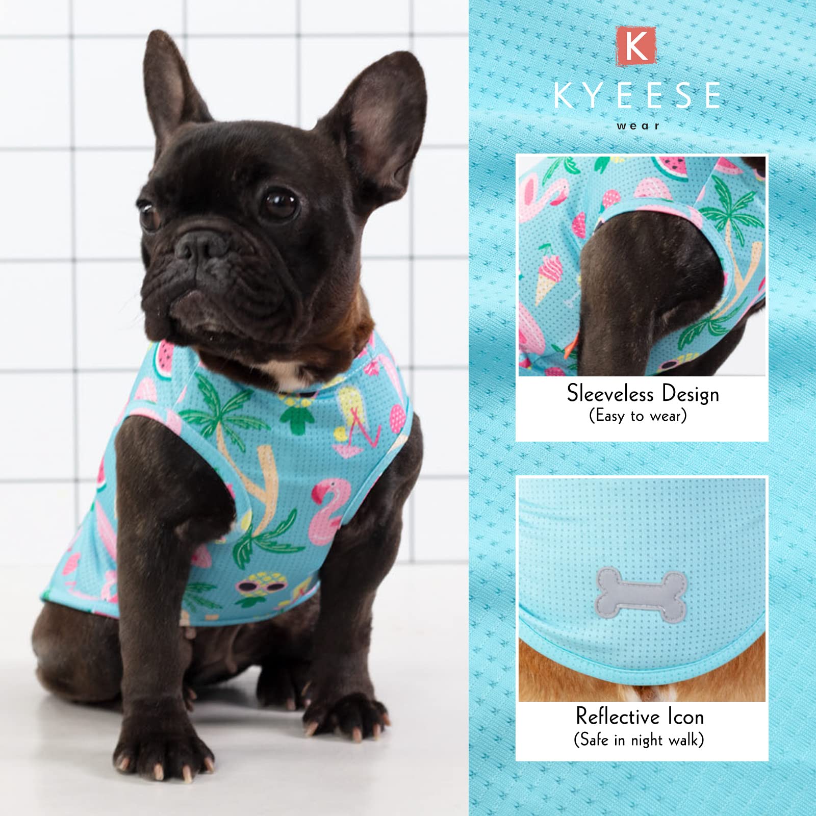 Kyeese 2 Pack Medium Dogs Shirts Hawaii Breathable Dog T-Shirts Soft Tank Top Sleeveless Vest Dog Tee Shirts Dog Apparel Great For Summer Flamingo Pattern