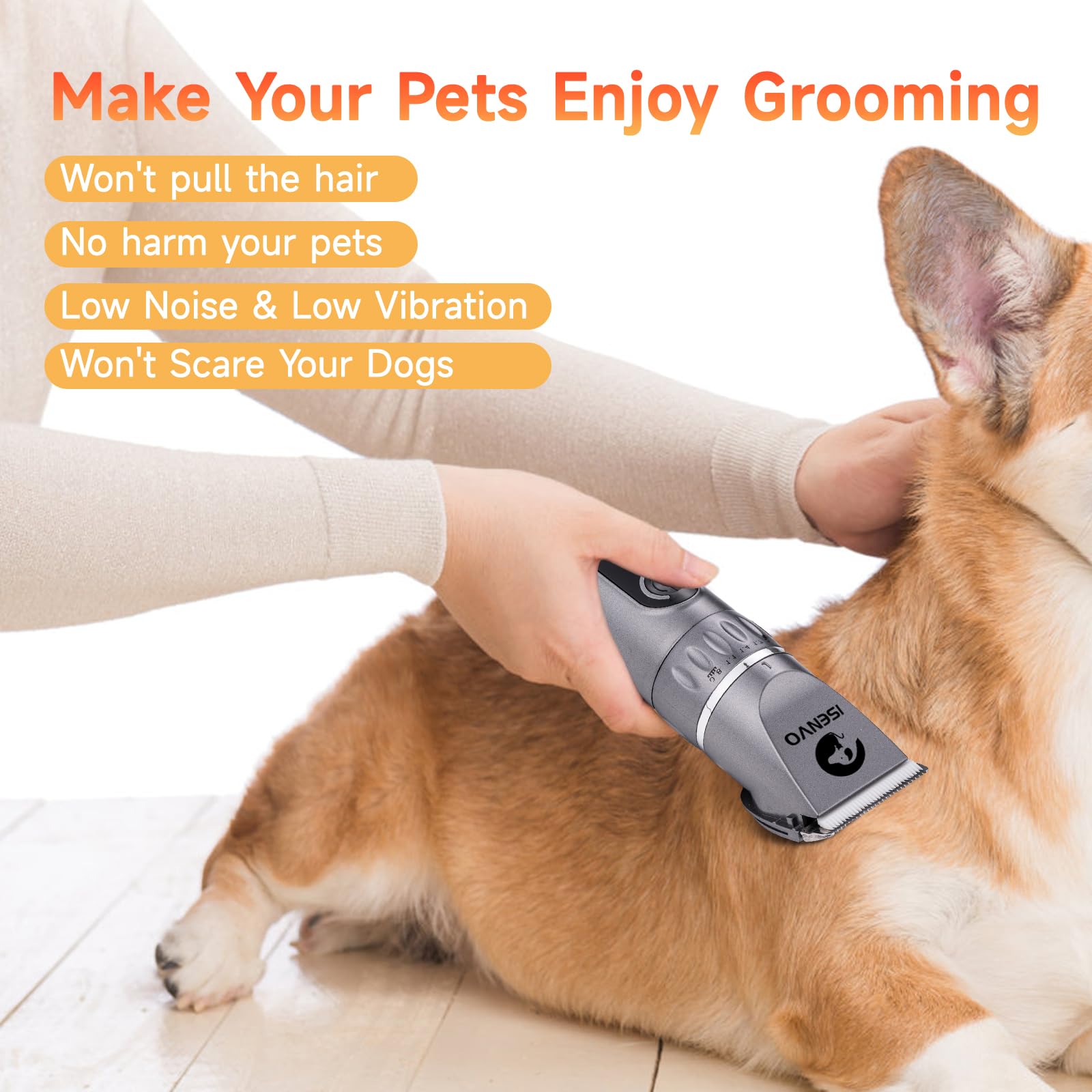 Dog Clippers For Grooming, Dog Grooming Kit For Heavy Thick Coats, Rechargeable Dog Clippers, Low Noise, Cordless, Dog Grooming