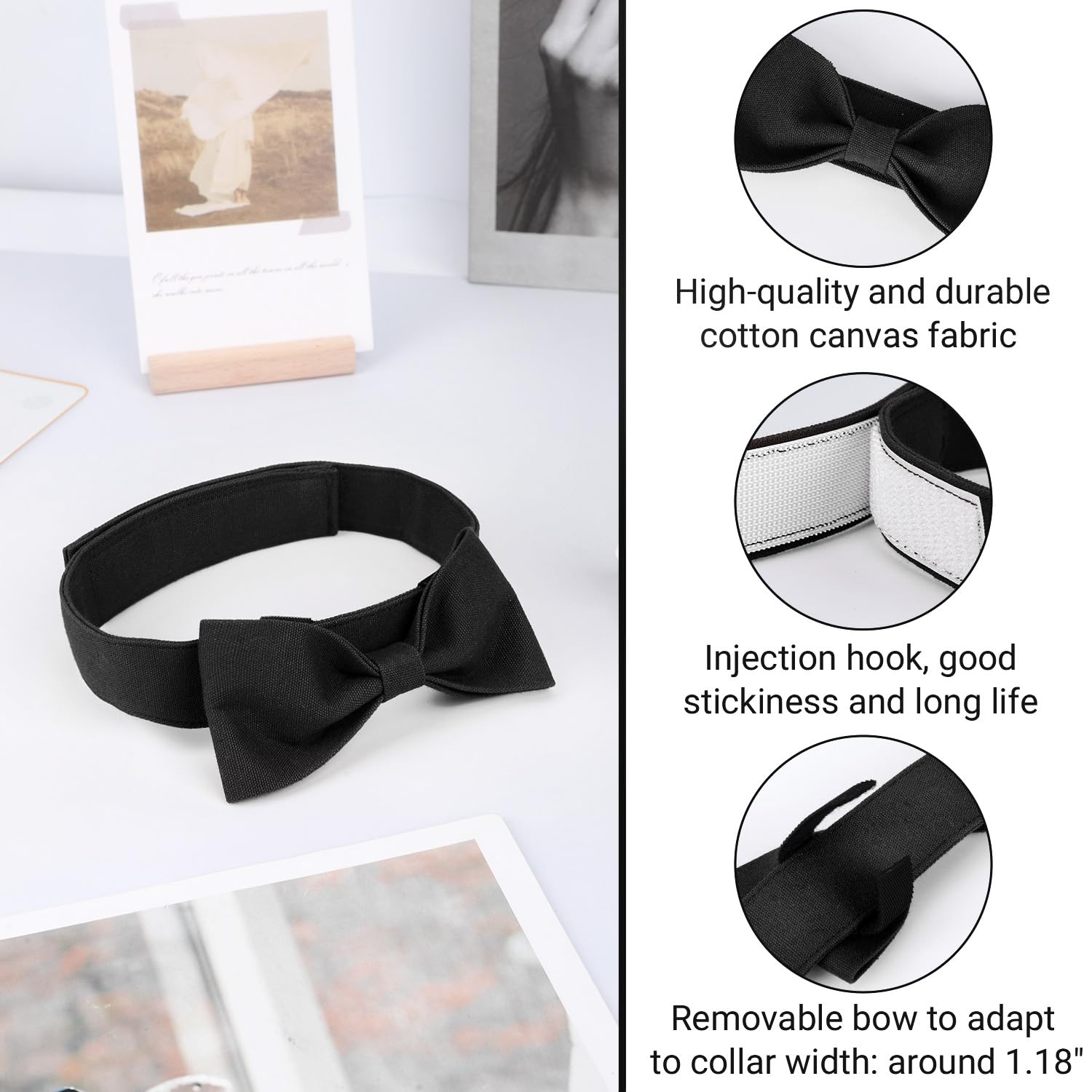 Segarty Dog Bowtie, Adjustable Black Bowtie Collar For Large Dogs, Durable Dog Neck Tie Tuxedo Comfortable Cotton Boy Pets Bows