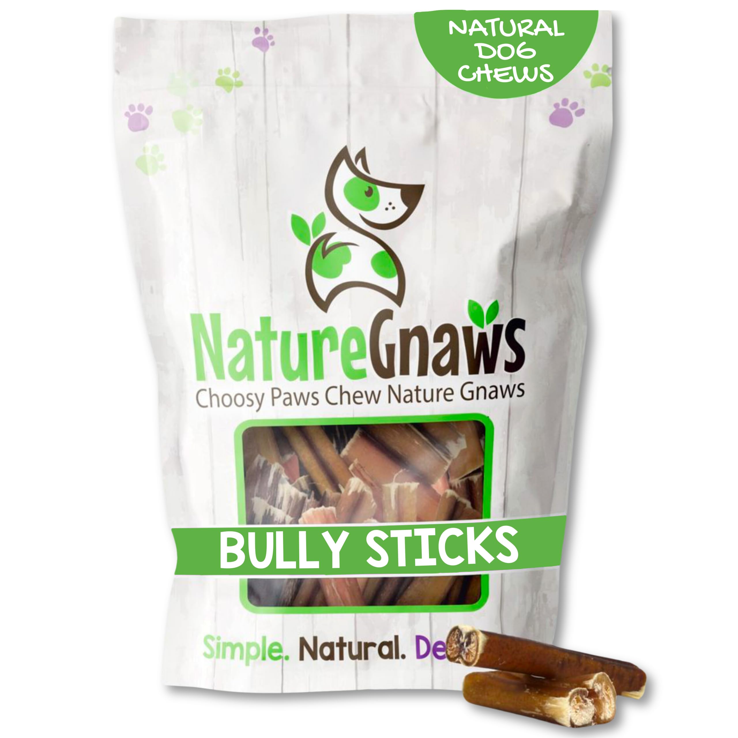 Nature Gnaws Bully Stick Bites for Small Dogs 2-4 (8oz) - Long Lasting for Light Chewers and Puppies - Natural Beef Dog Chew Tre
