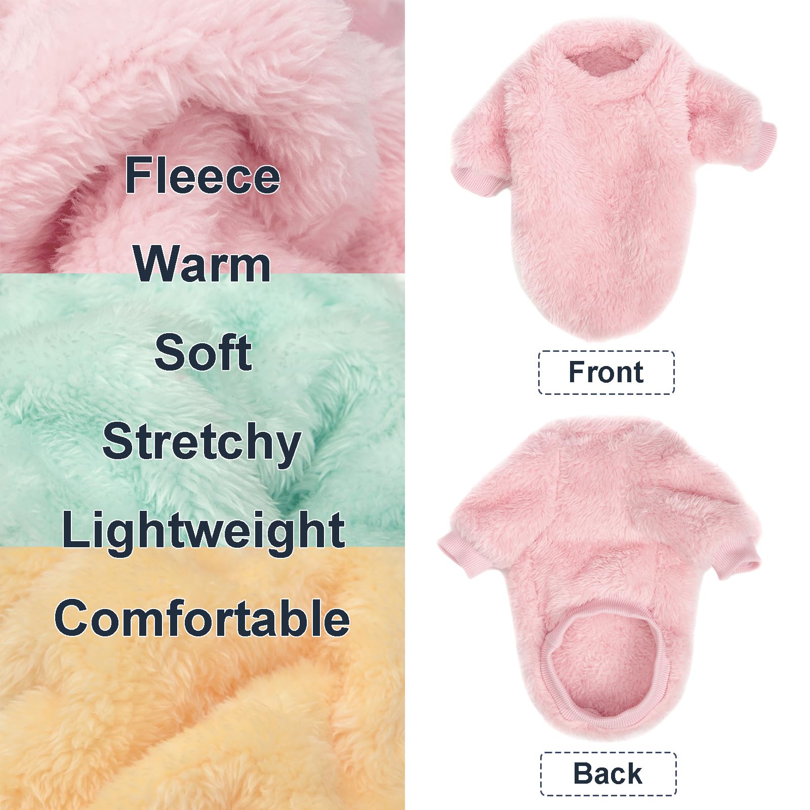 Kyaringtso Dog Sweater, 3 Pack Dog Sweaters For Small Dogs, Dog Clothes For Small Dogs Girl Boy, Ultra Soft And Warm Puppy Sweater Dog Coat For Winter Christmas (Small, Lt Pink+Lt Green+Lt Yellow)