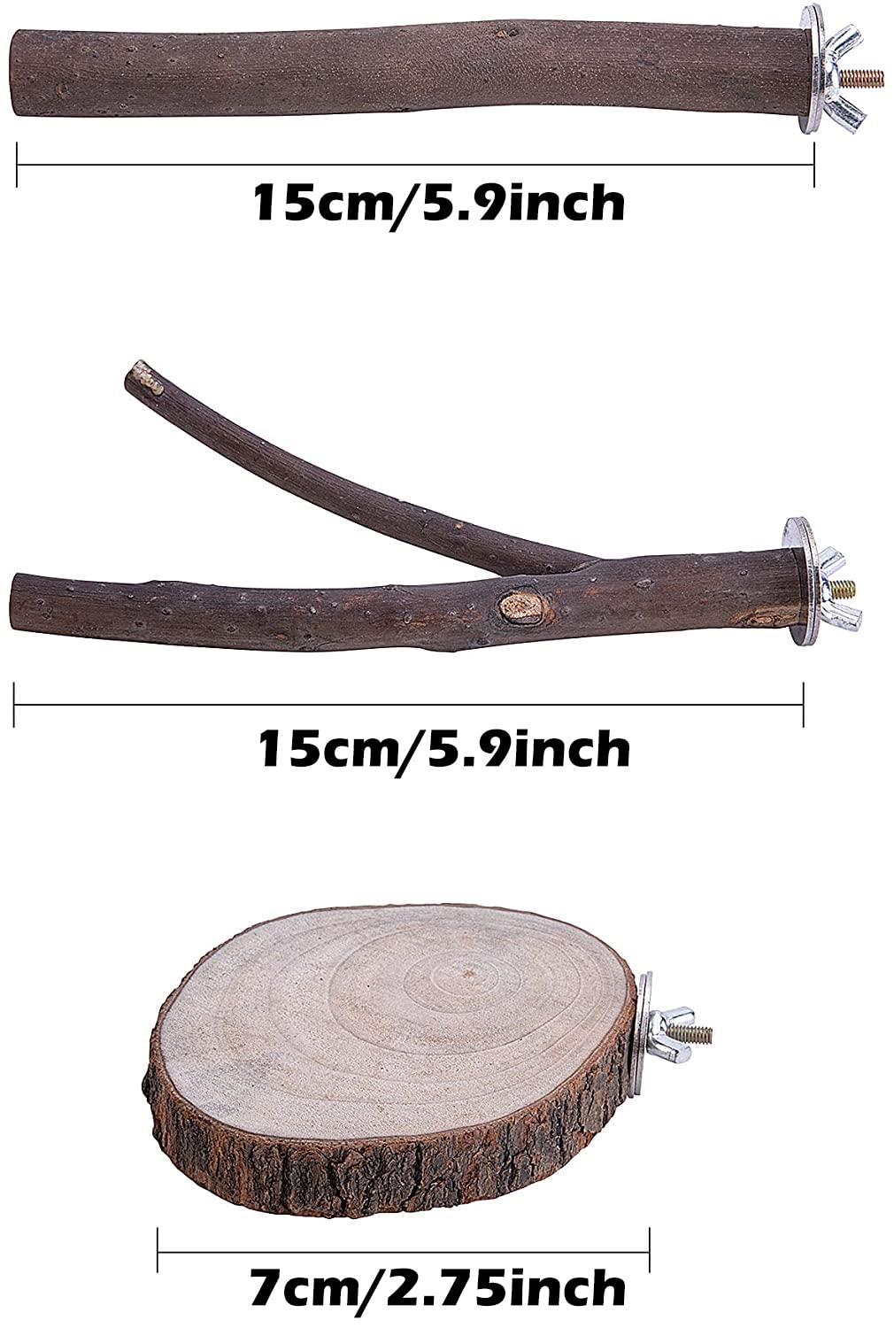 Deloky 8 Pcs Natural Wood Bird Perch Stand-Wooden Parrot Perch Stand-Perch Platform Cage Accessories For Parrotlets Budgies Cockatiels Parakeets Lovebirds