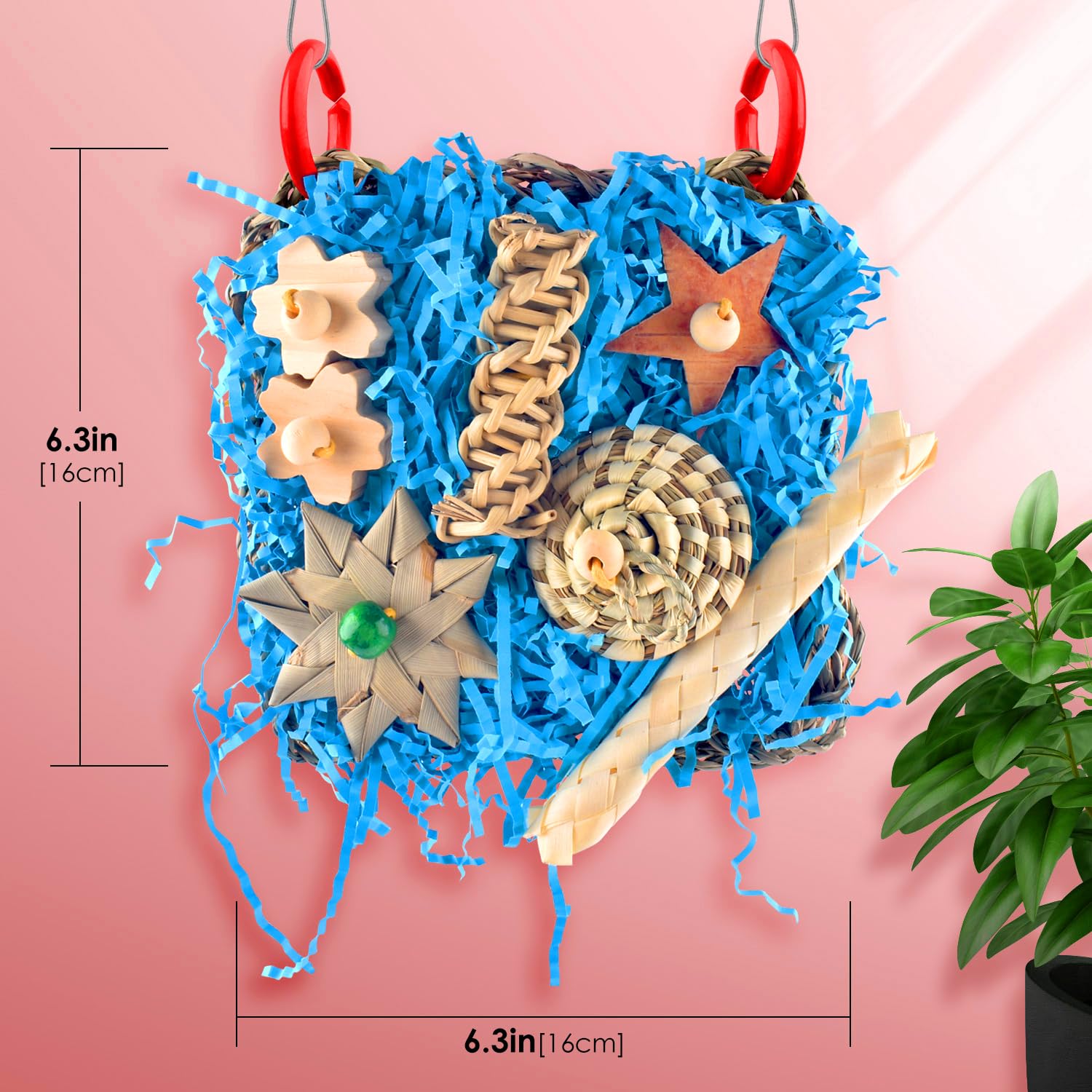 KATUMO Bird Toys, 2 Pack Bird Grass Mat Foraging Wall Toys Parrot Shredder Toys for Parakeet, Cockatiel, Conure, Lovebird, Budgi