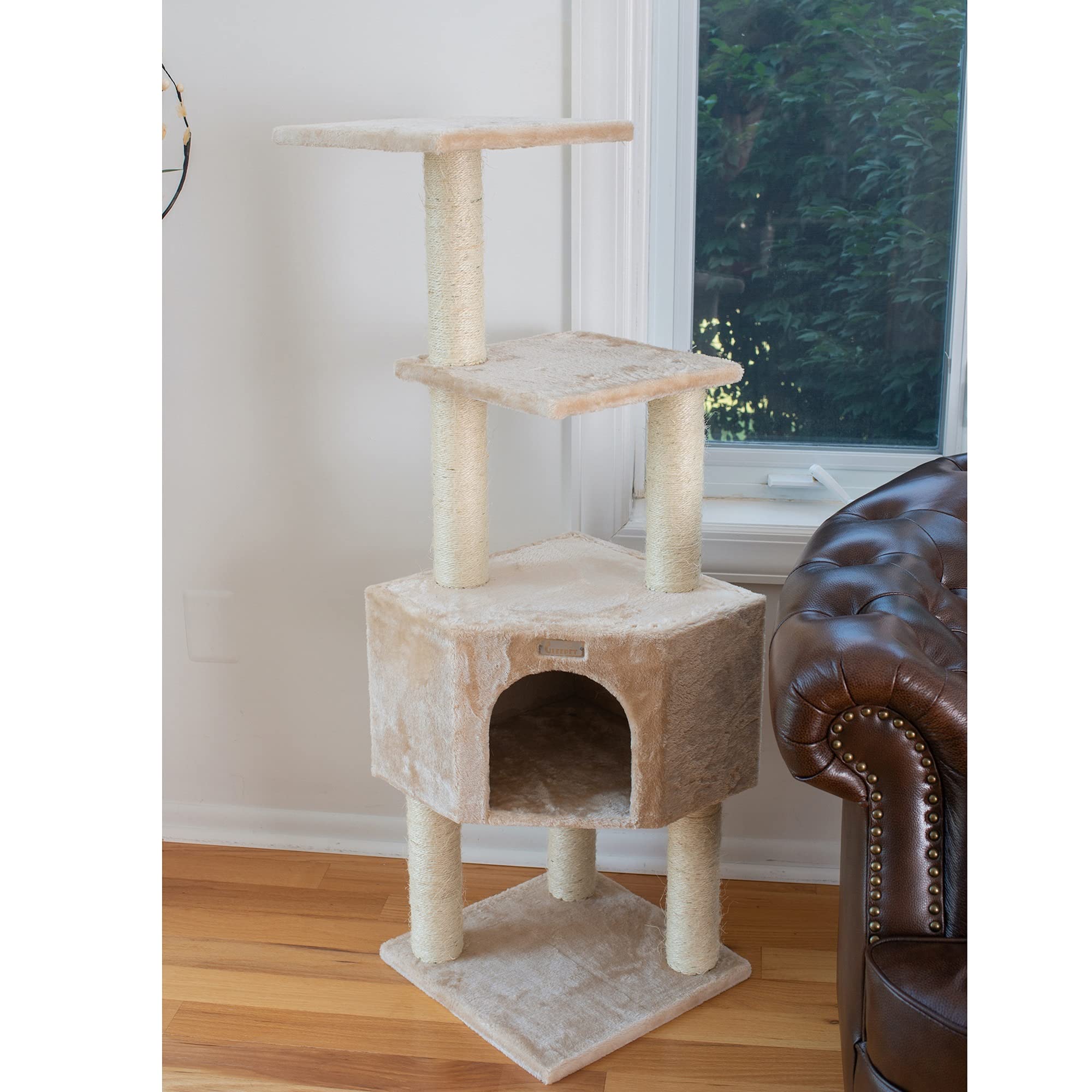 GleePet GP78480321 Cat Tree, 48-Inch, Beige