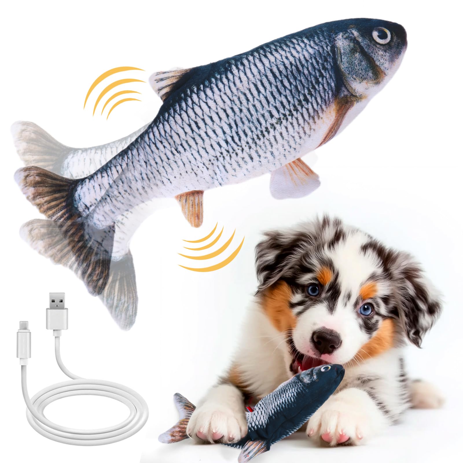 Interactive Dog Toys - Upgrade Flopping Fish Dog Toy To Keep Them Busy, Touch Activated Moving Dog Toys For Small / Medium / Lar