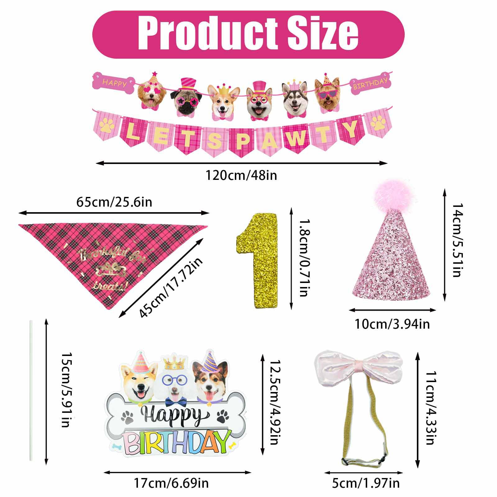 Dog Birthday Party Decorations Supplies Girls With Lets Pawty Balloons Banner Dog Birthday Bandana Birthday Hat Dog Bow Tie Flag
