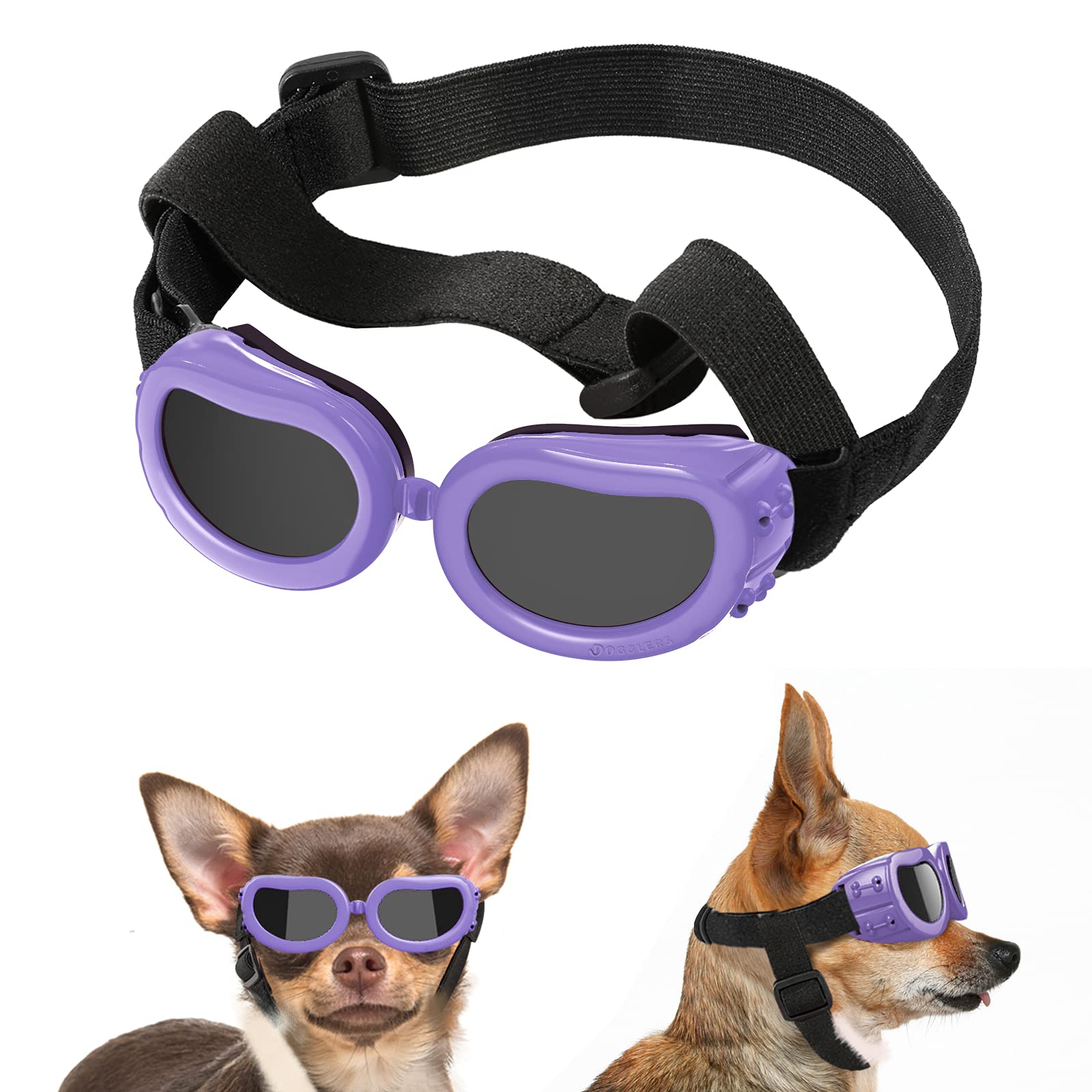 Lewondr Dog Sunglasses Small Breed, Dog Goggles Uv Protection For Small Dogs Eye Protection With Adjustable Strap Windproof Anti