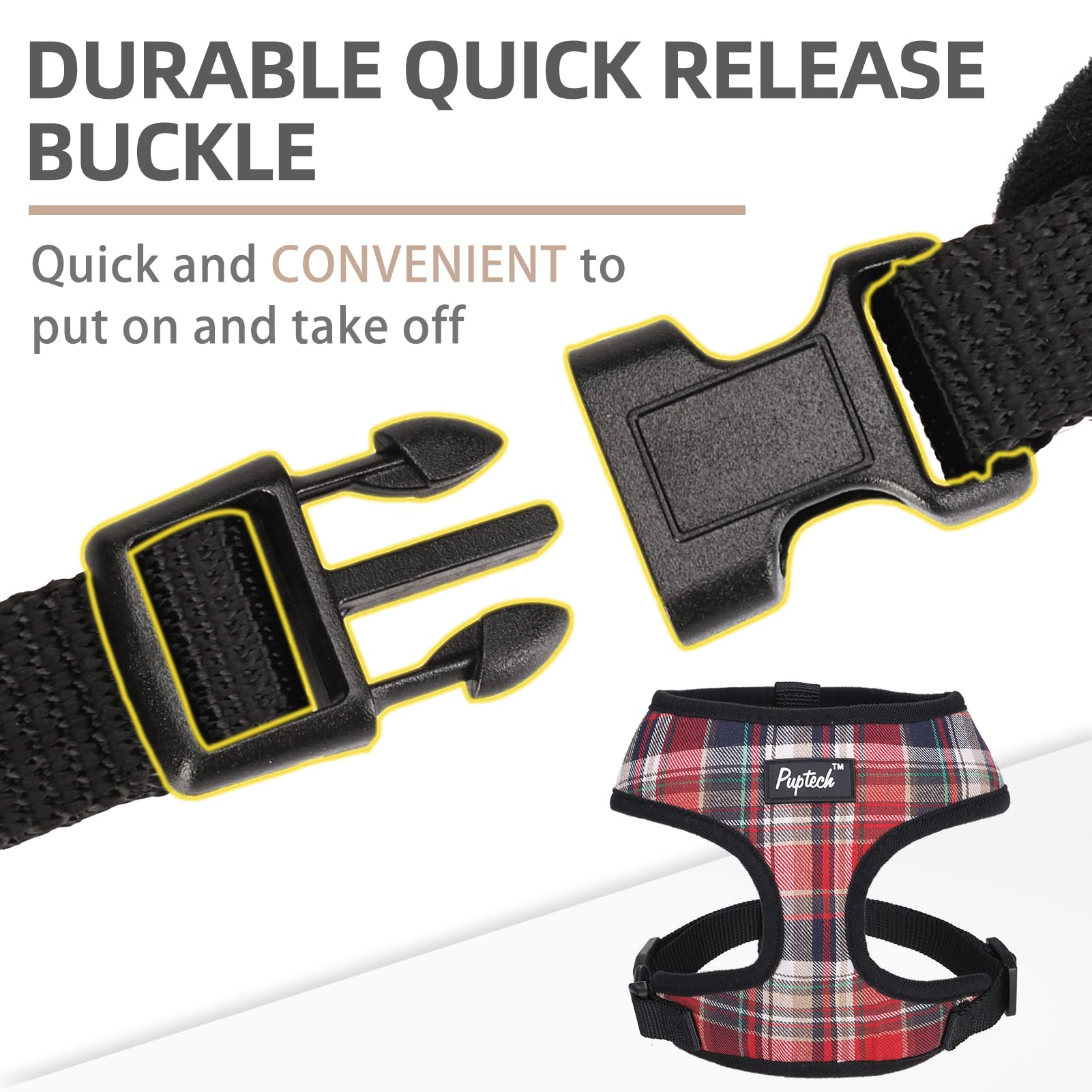 PUPTECK Soft Mesh Dog Harness, No Pull Padded Vest, Small, Red Mix, Model PUP22DHS07-S-Red
