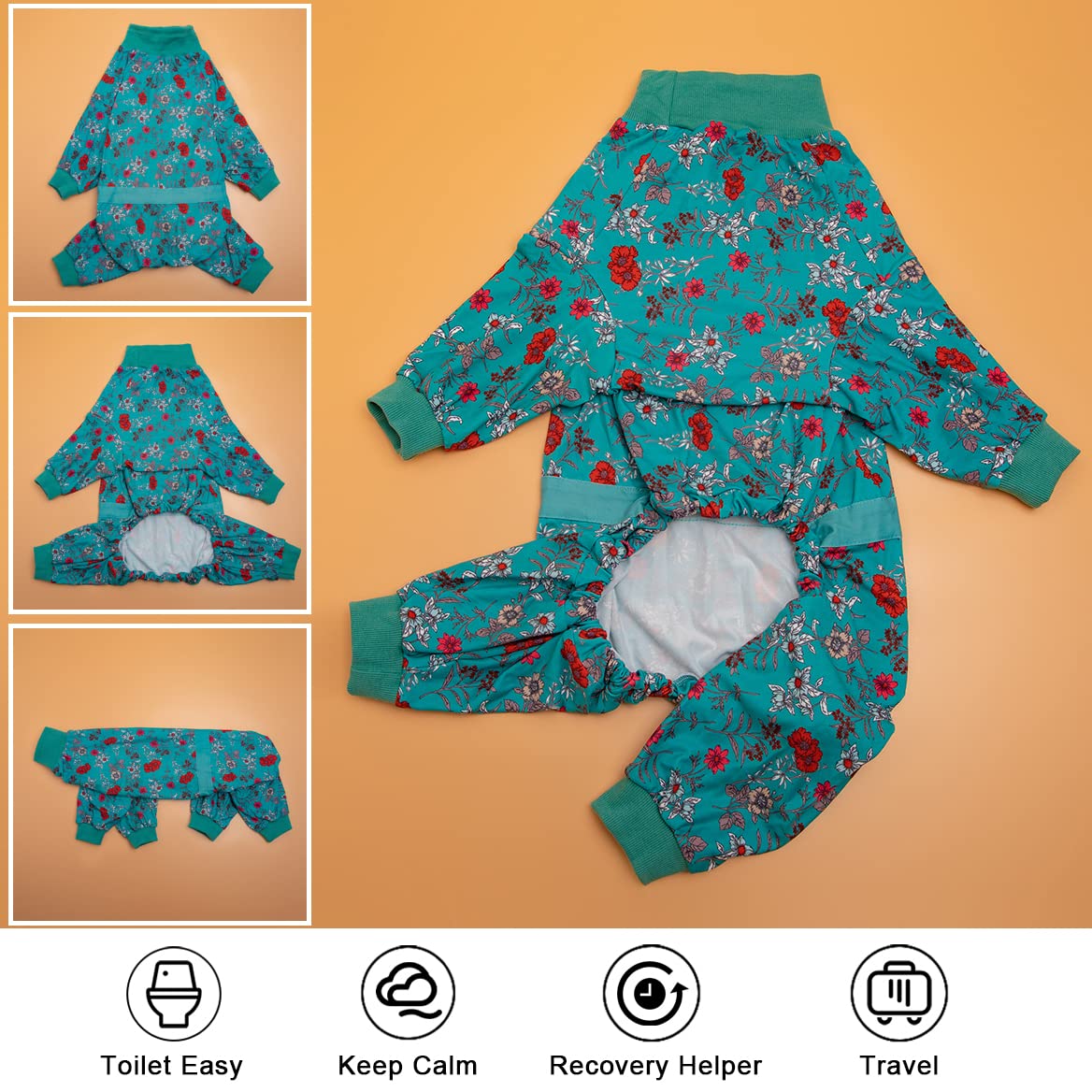 Lovinpet Dog Jammies, Post Operative Jumpsuit For Dogs Apparel, Reflective Strap Full Coverage Dog Onesie, Breathable & Elastic