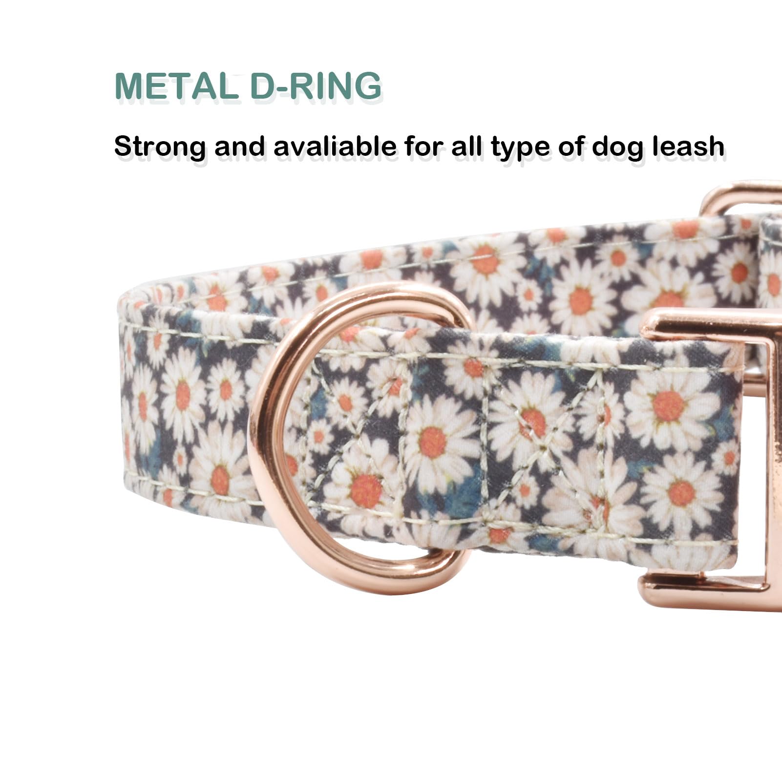 Cotton Dog Collar Metal Buckle Daisy Summer, Cute Adjustable Dog Collar Soft For Small Medium Large Boys Girls Dogs Durable (01-