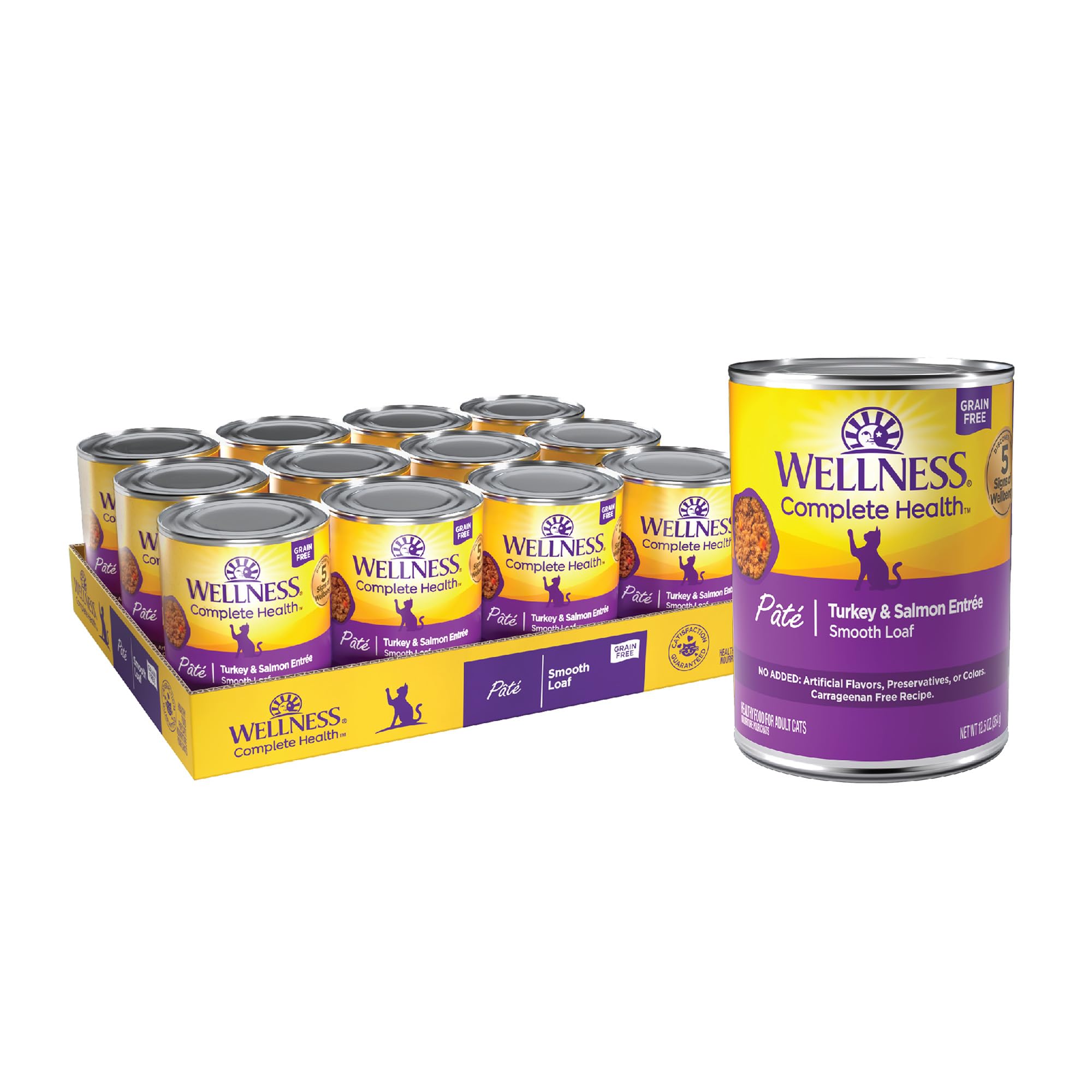 Wellness Complete Health Grain-Free Wet Canned Cat Food, Natural Ingredients, Made with Real Meat, All Breeds, Smooth Pate (Turk
