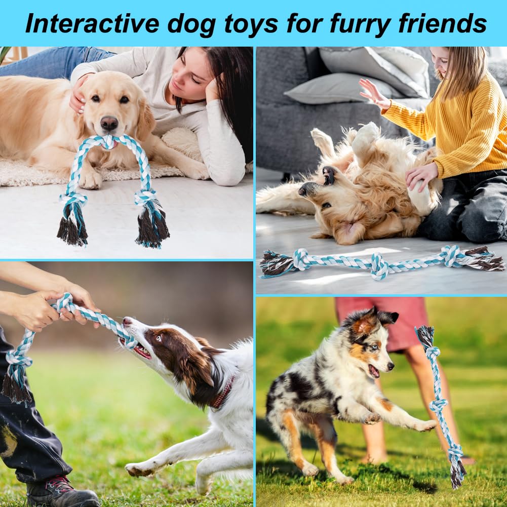 Szee Dog Rope Toys, 24 In 3 Knots Chew Rope For Medium And Large Dogs, Natural Cotton Pet Pull Toy For Tug Of War And Teeth Clea
