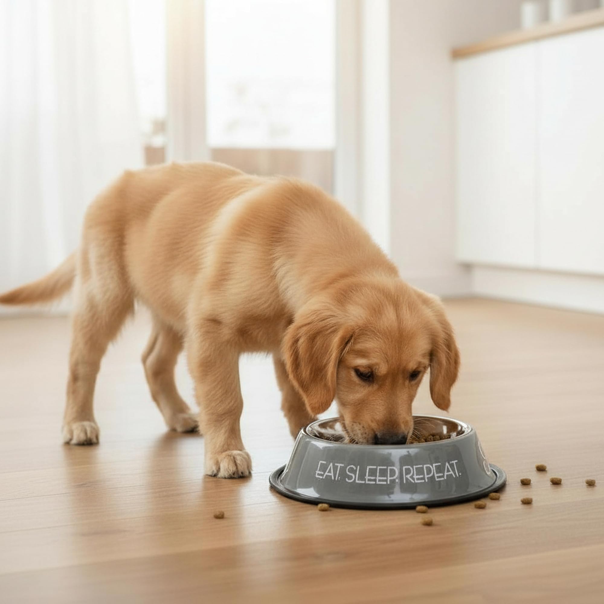 Neelja Stainless Steel Pet Feeding Paw & Bone Print Bowl  900Ml, For Large Dogs | Food/Water Feeding AntiSlip/Skid Rubber Base