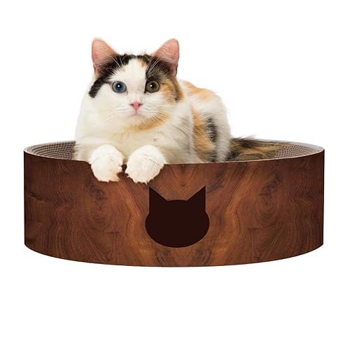 NECOICHI Cozy Cat Scratcher Bowl - 100% Recycled Paper, Chemical-Free, Dark Cherry, Regular Size