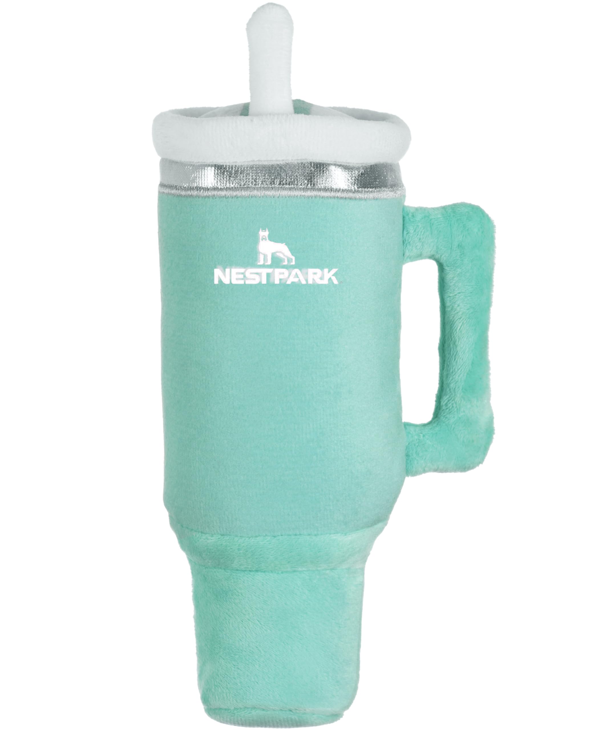 Nestpark Tumbler Cup Funny Dog Toy - Parody Plush Squeaky Crinkle Dog Toy (Seafoam Green)