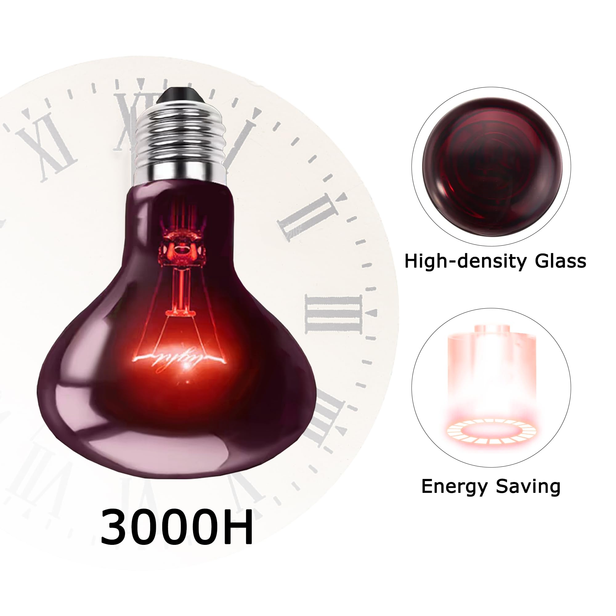 Hartompet 60W Infrared Red Heat Lamp - Perfect Basking Spot Bulb For Lizards, Bearded Dragons, Snakes & Chickens; Efficient Red