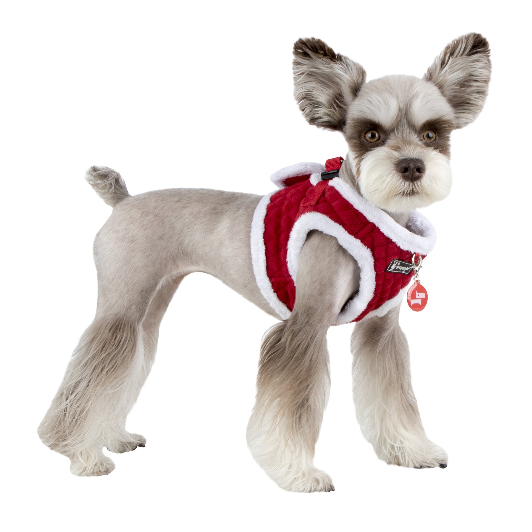 Puppia Blitzen Vest Dog Harness Step-In Warm Winter Christmas Holiday Harness For Small And Medium Dog, Red, Large