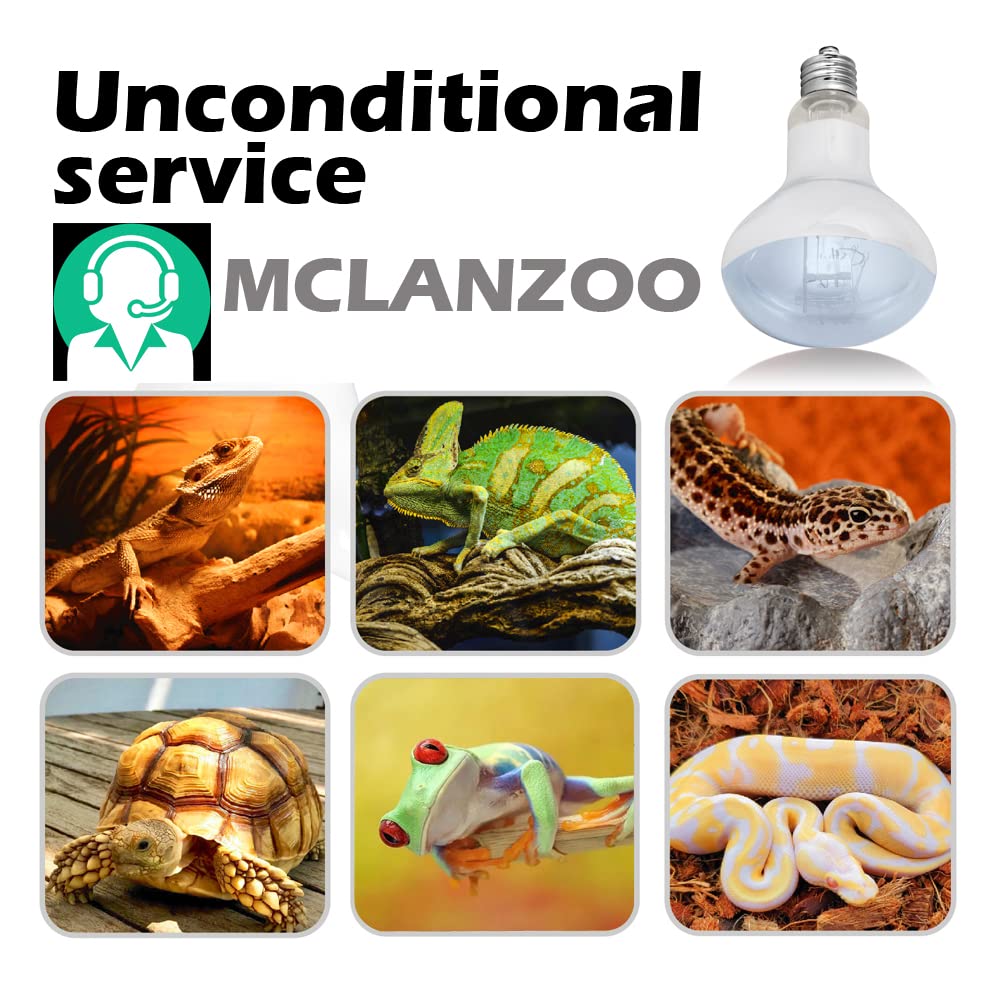 Mclanzoo 2 Pack 100W Uva Reptile Heat Lamp Bulb/Light Basking Spot Heat Lamp For Lizard,Tortoise,Bearded Dragon, Hedgehogs Reptiles & Amphibians With Stick-On Digital Temperature Thermometer