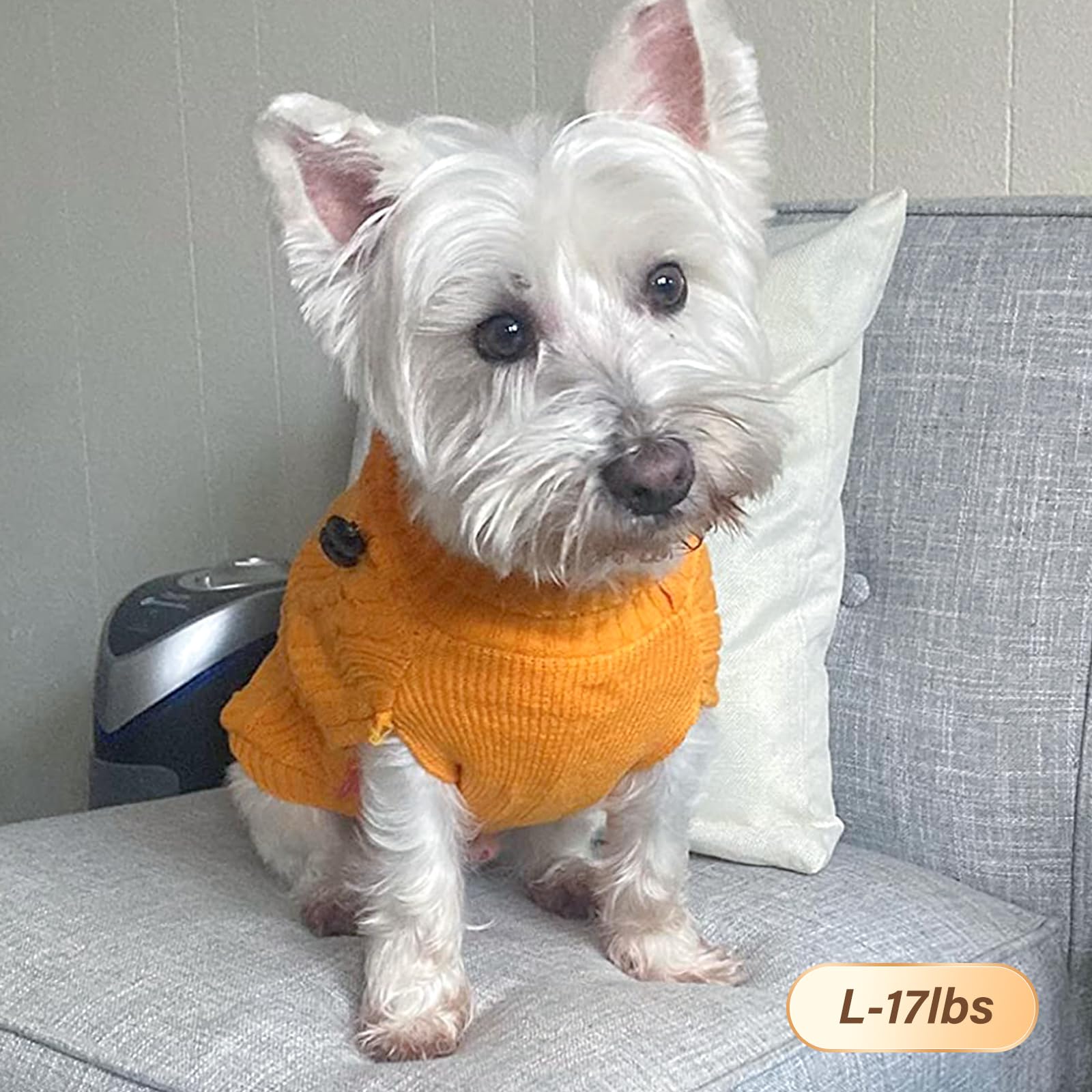 Kyeese Dog Sweater For Small Medium Dogs Turtleneck Knitwear Pullover Warm Dog Clothes, Yellow, L