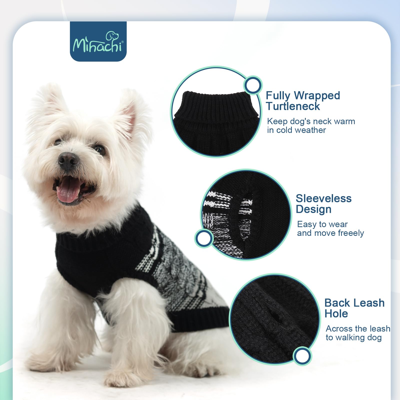 Mihachi Dog Sweaters For Medium Dogs Girl Boy,Soft Warm Dogs Shirt, Cold Weather Dog Coat Turtleneck Knitted Pullover Dog Clothe