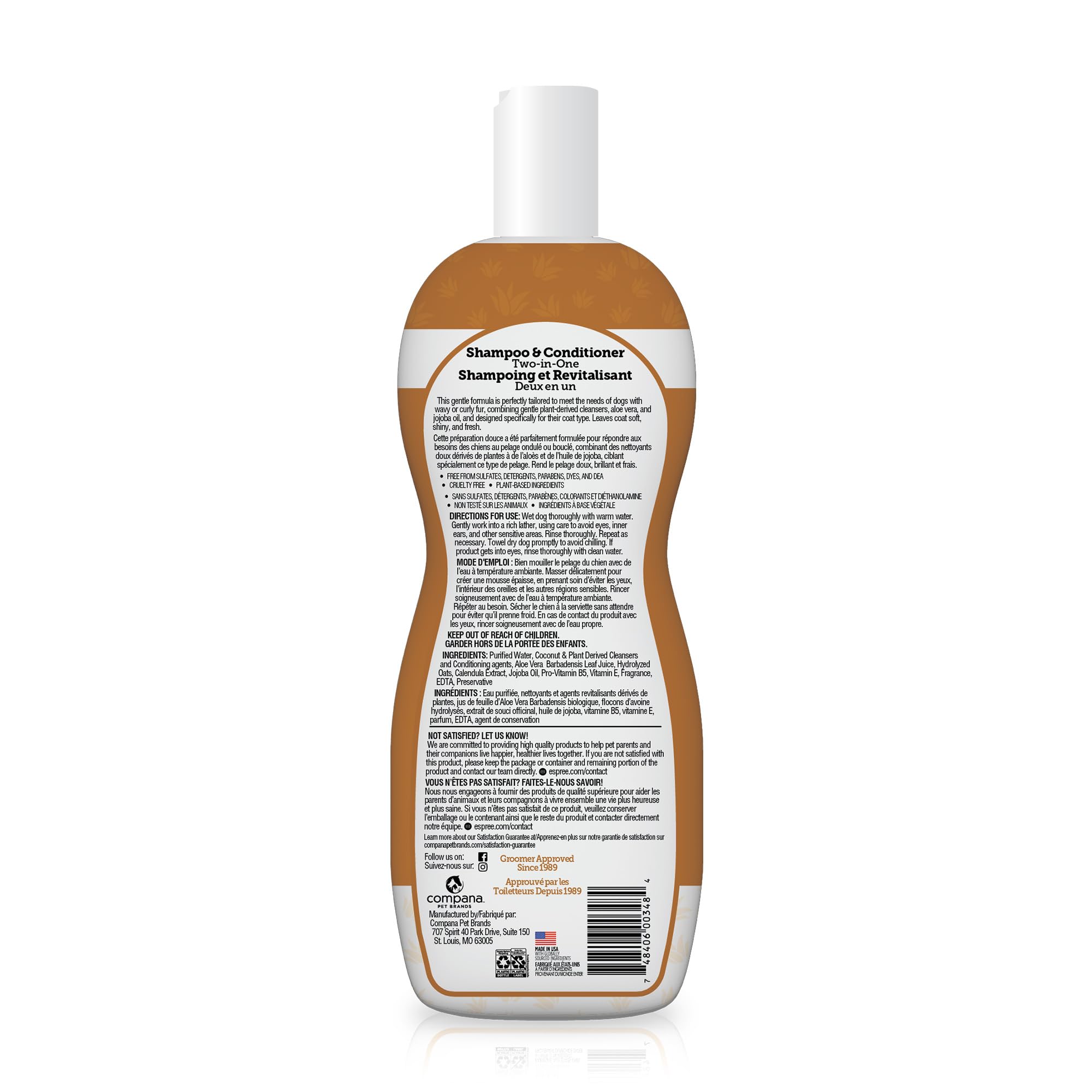 Espree Wavy Curly Coat Shampoo & Conditioner, Curl Detangling Shampoo, Perfect For Goldendoodles & Poodles, Formulated With Aloe