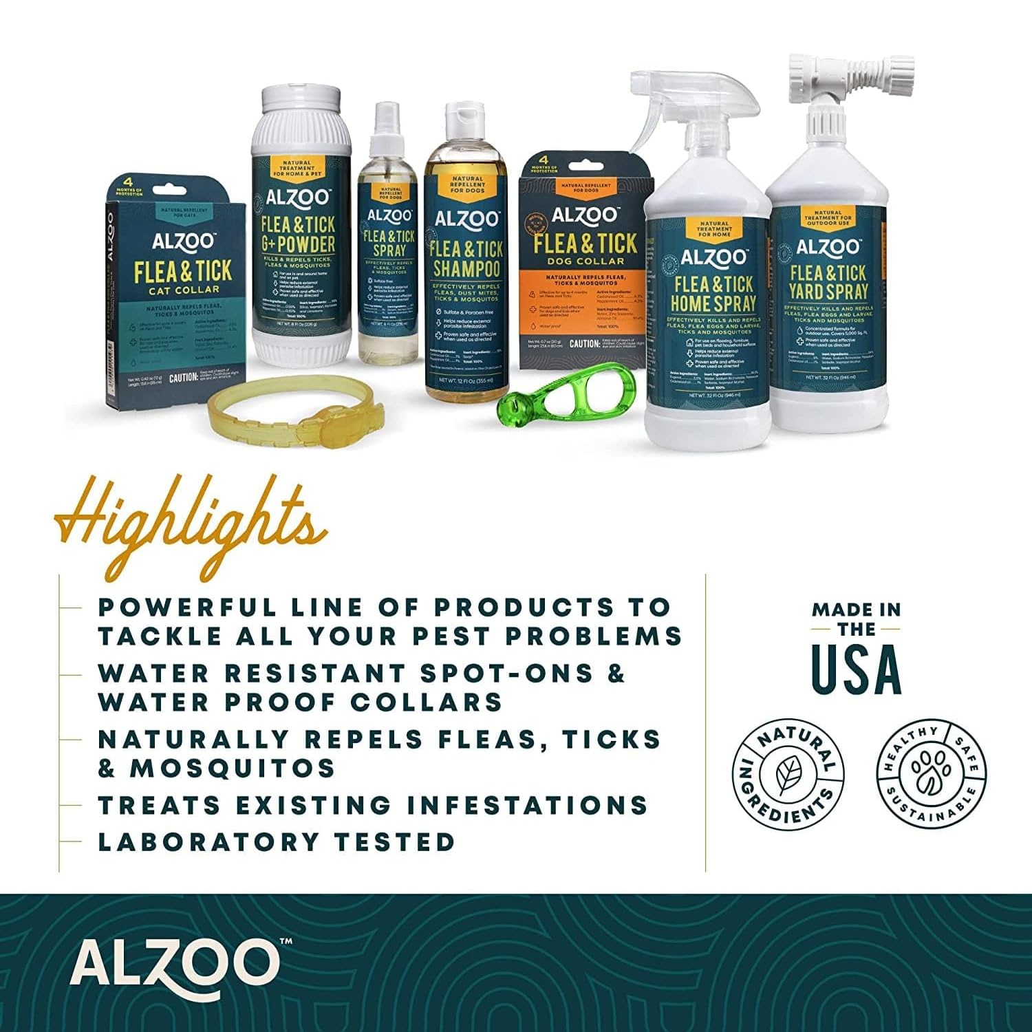 Alzoo Flea & Tick Dog Collar, Helps Repel Fleas, Ticks & Mosquitoes, 100% Plant-Based Active Ingredients, Phthalates And Pvc Fre