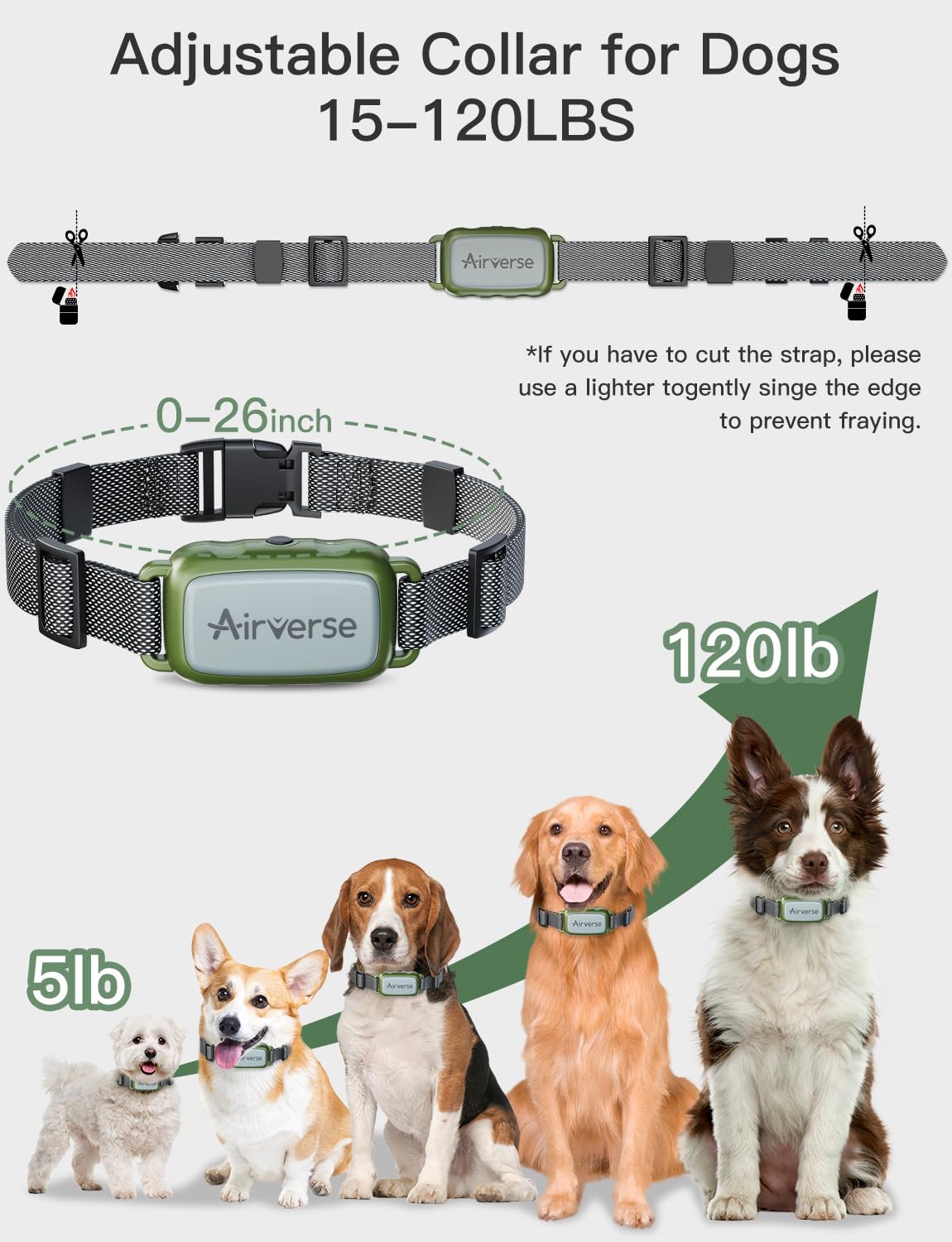 Airverse Dog Shock Collar - 3300 ft Waterproof Dog Training Collar with Remote, 3 Modes Electric Dog Training Collar,Beep/Vibrat